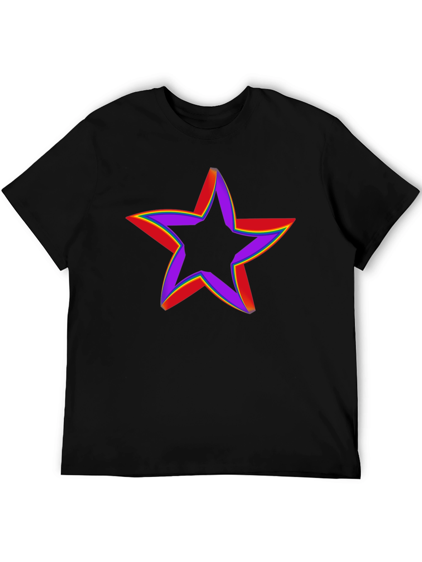 Rainbow Star Graphic Tee - Black