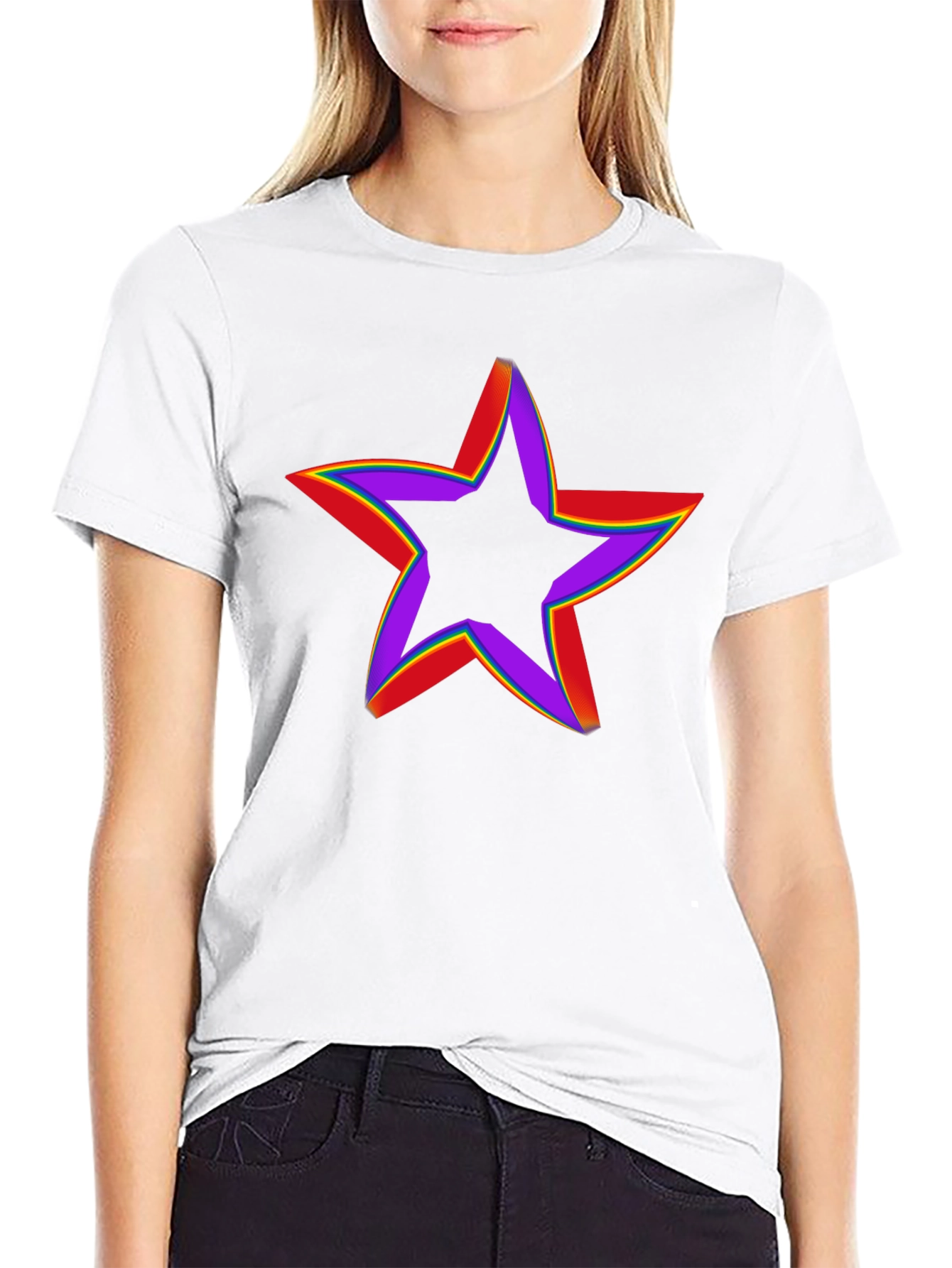 Rainbow Star Graphic Tee - Black