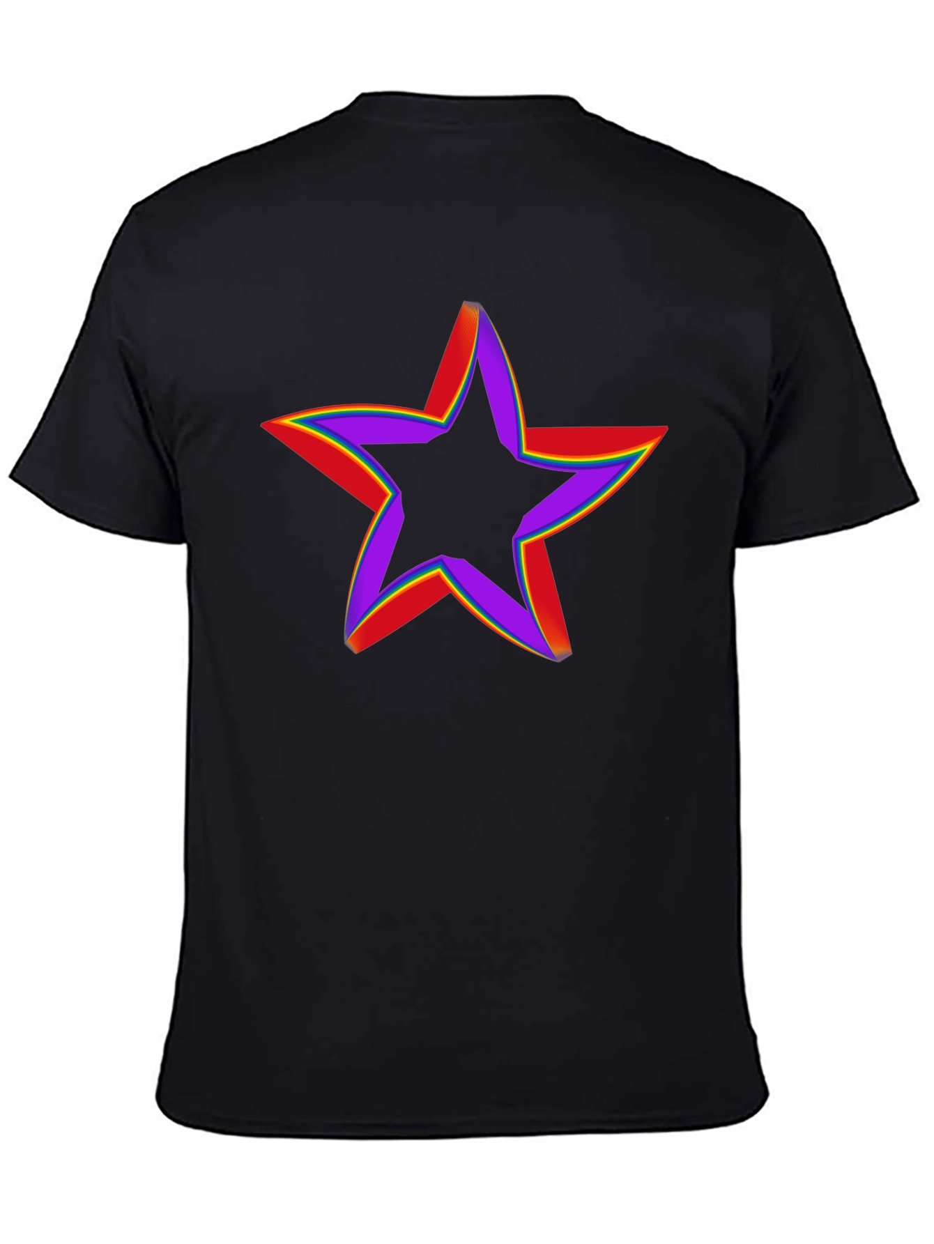 Rainbow Star Graphic Tee - Black
