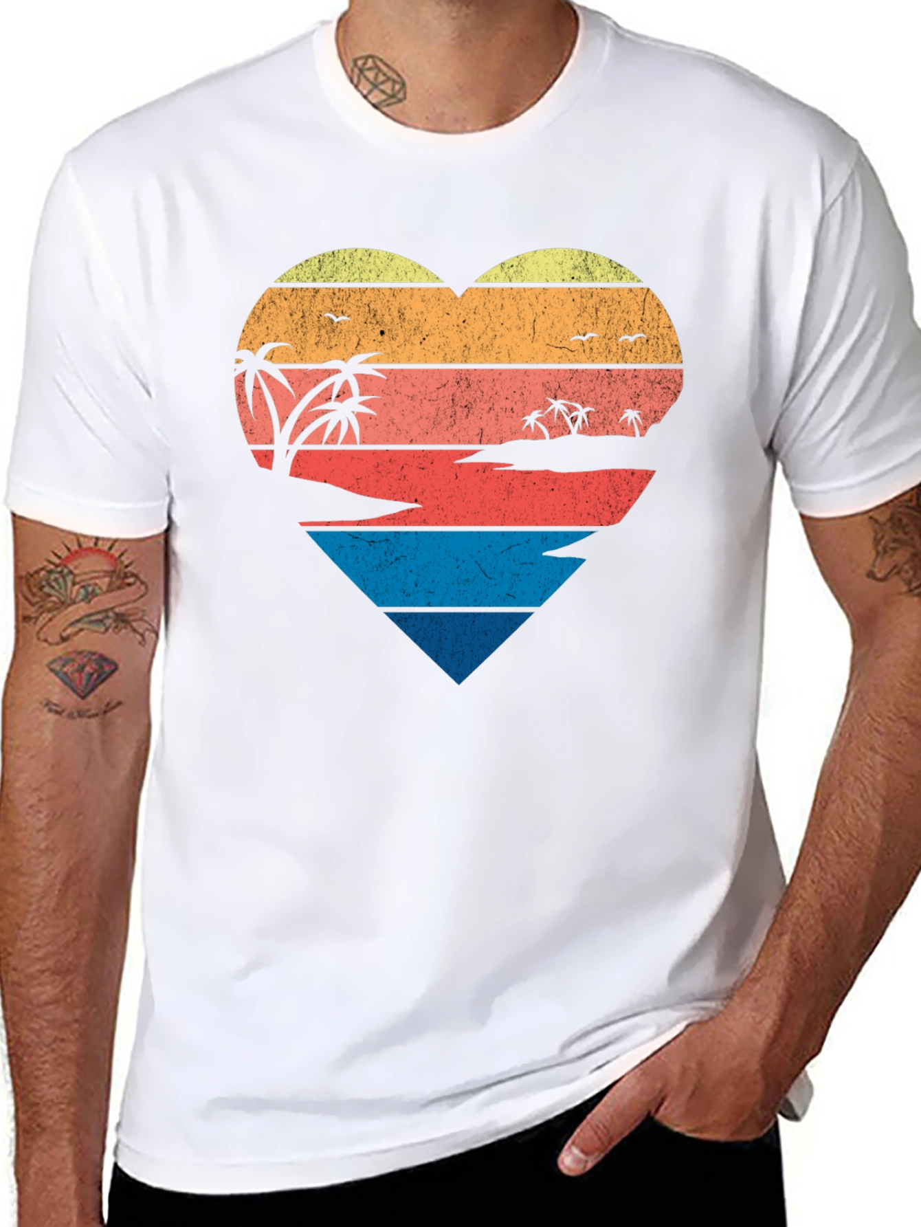 Retro Beach Heart Graphic T-Shirt