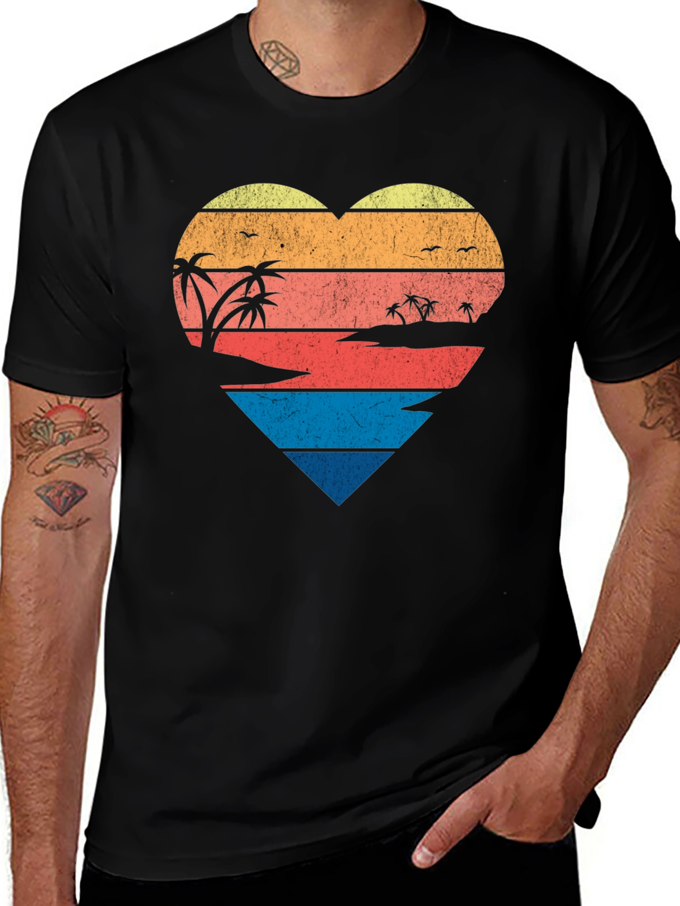 Retro Beach Heart Graphic T-Shirt