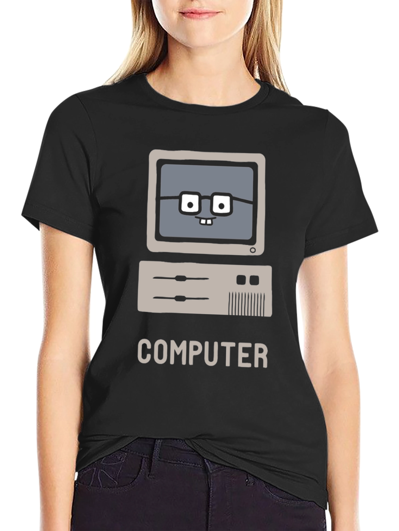 Nerd Computer Graphic Tee - Black