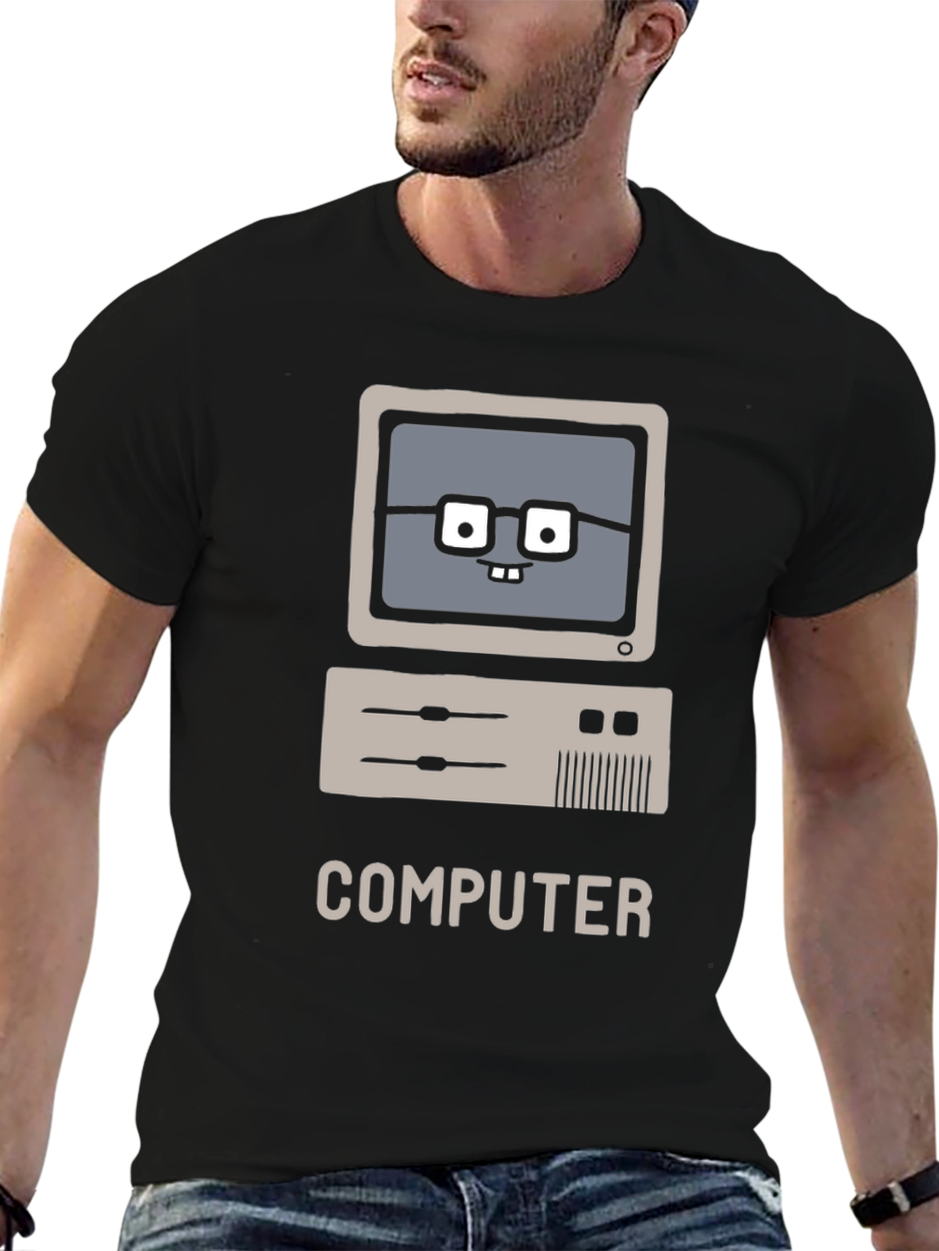 Nerd Computer Graphic Tee - Black