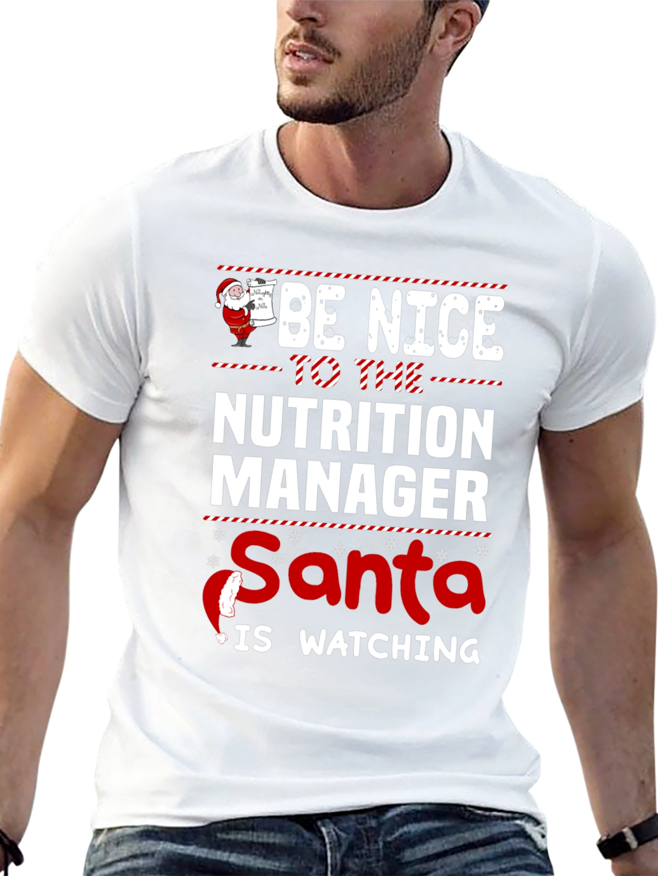 Nutrition Manager Santa Watching Christmas T-Shirt