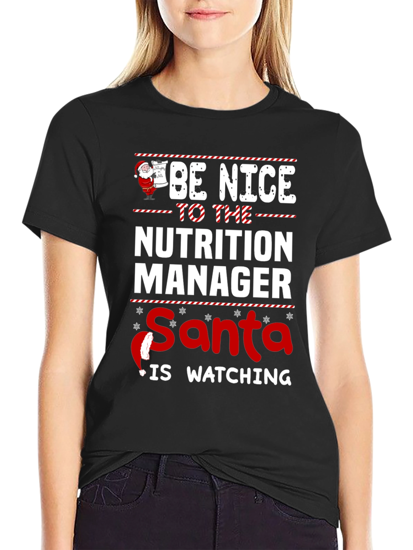 Nutrition Manager Santa Watching Christmas T-Shirt