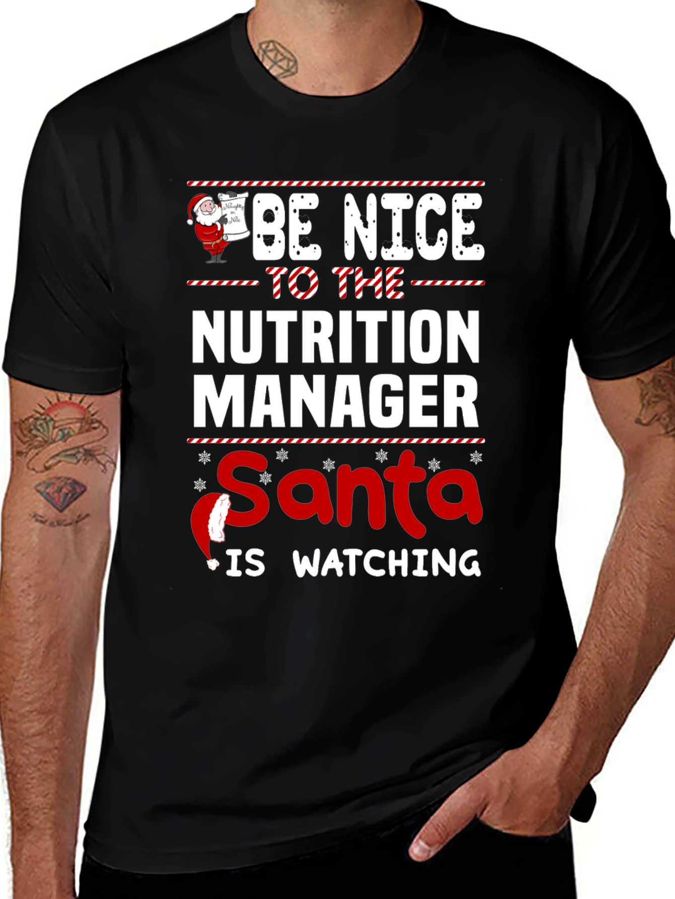 Nutrition Manager Santa Watching Christmas T-Shirt