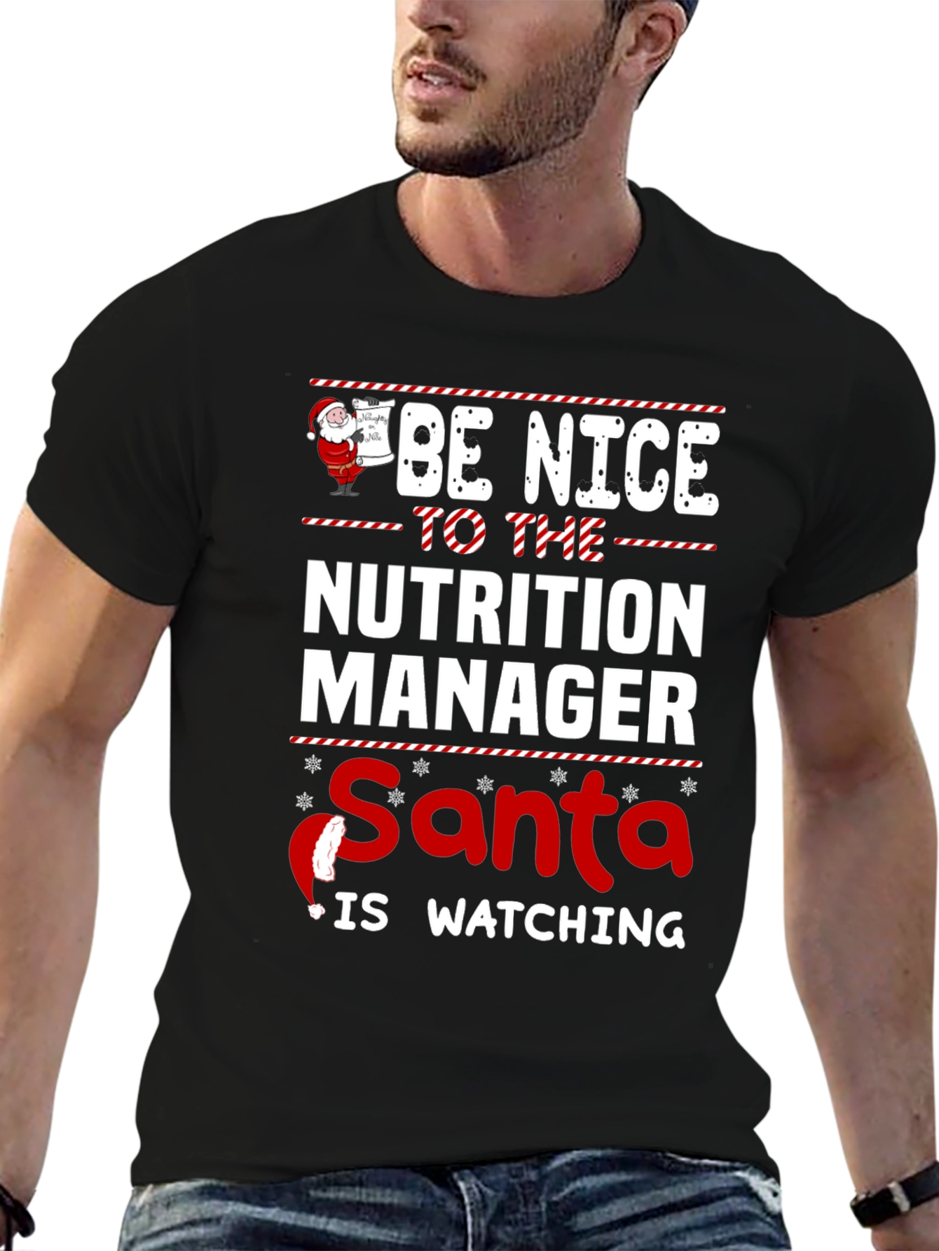 Nutrition Manager Santa Watching Christmas T-Shirt