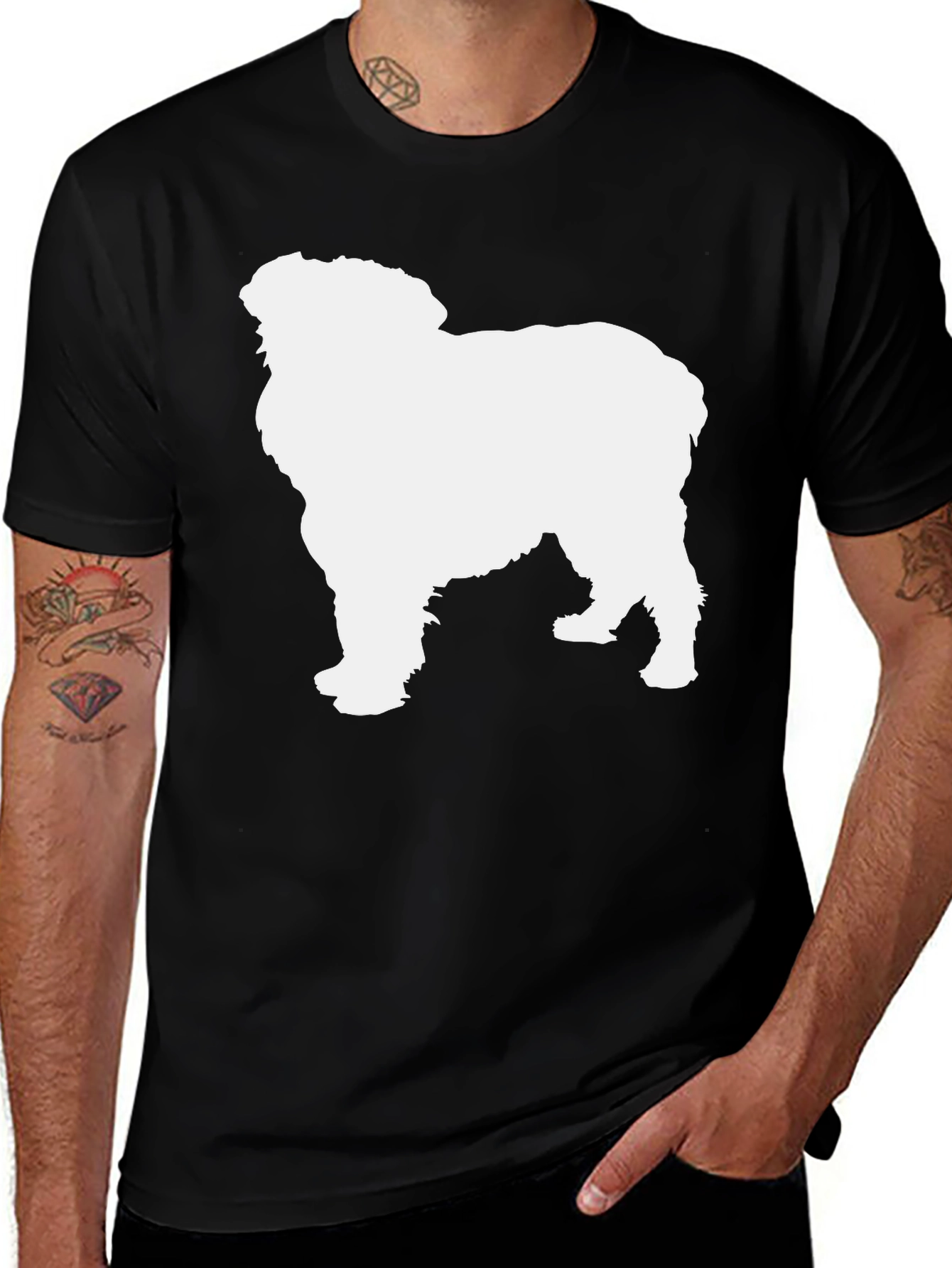 Dog Silhouette T-Shirt - Black Cotton Tee