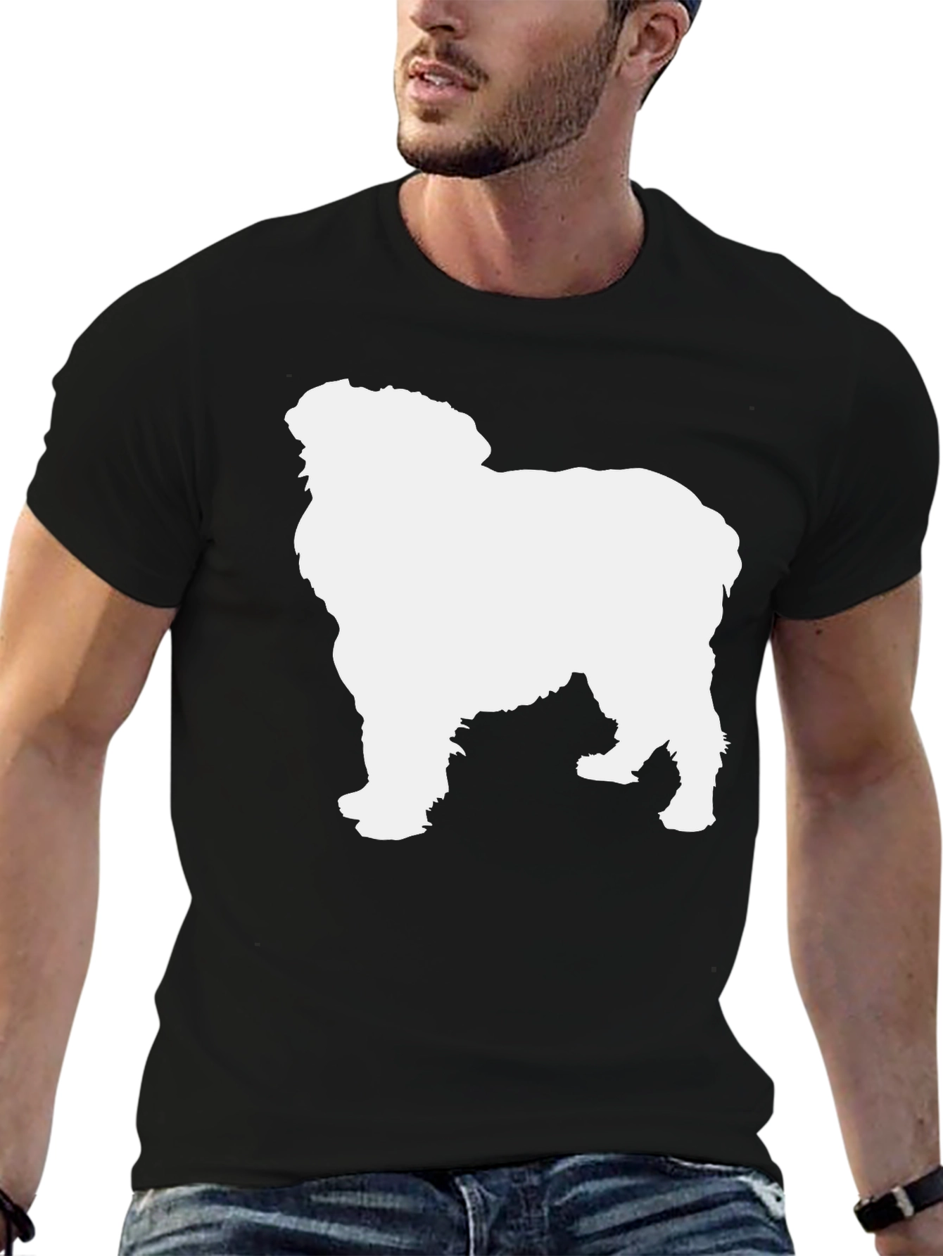 Dog Silhouette T-Shirt - Black Cotton Tee
