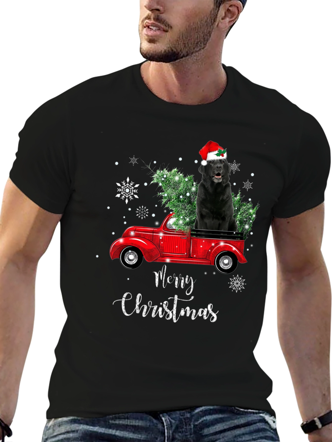 Christmas Dog Truck T-Shirt - Holiday Apparel