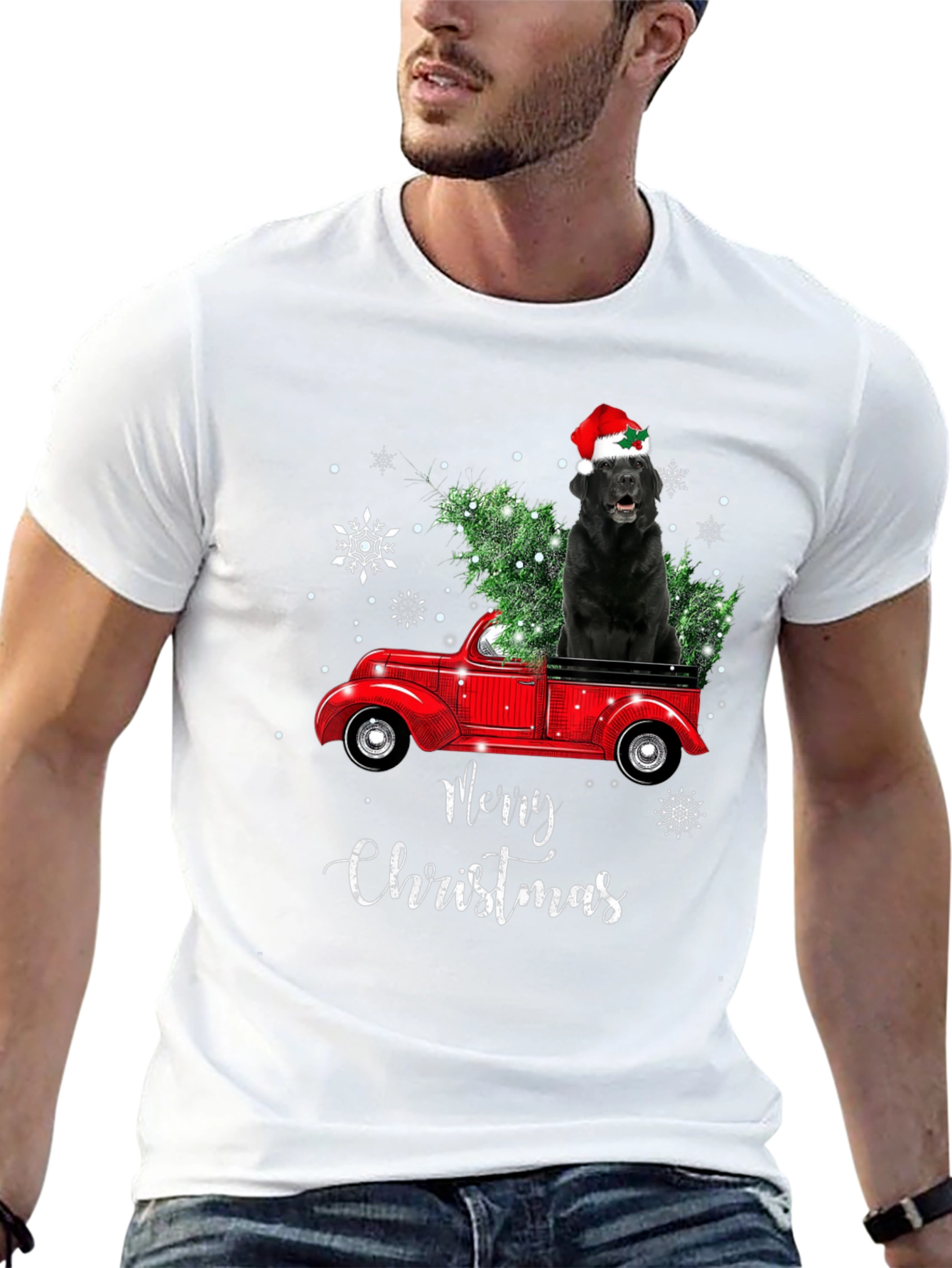 Christmas Dog Truck T-Shirt - Holiday Apparel