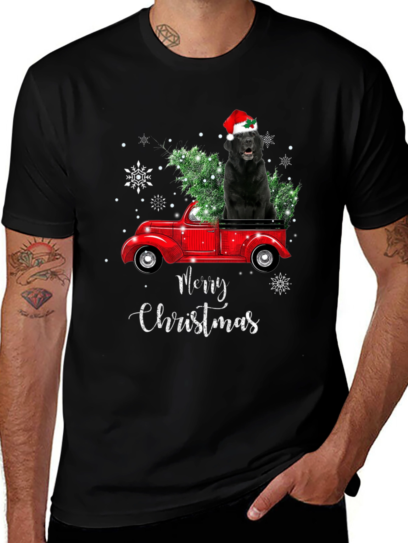 Christmas Dog Truck T-Shirt - Holiday Apparel
