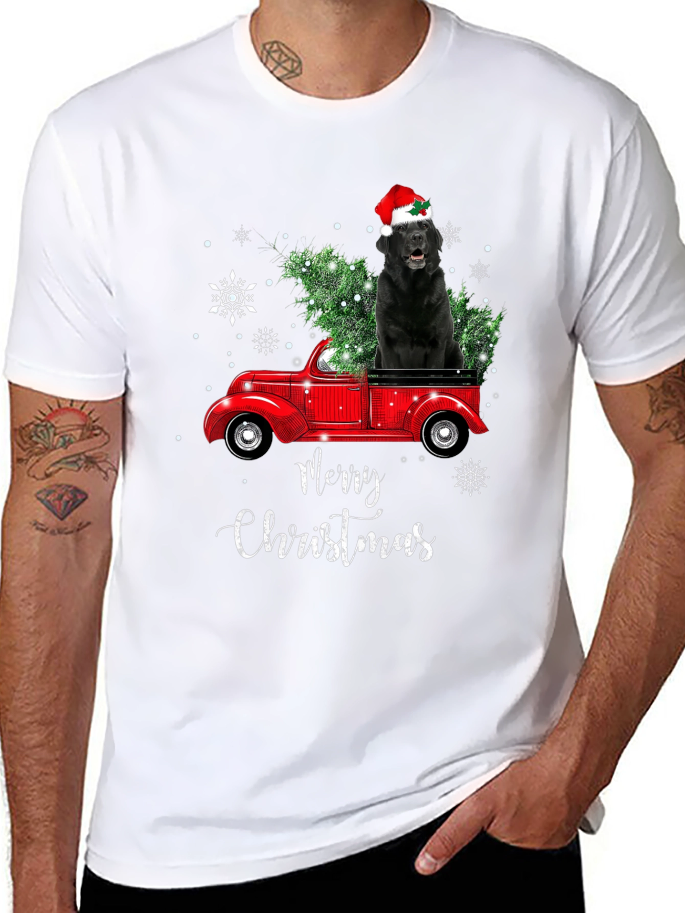 Christmas Dog Truck T-Shirt - Holiday Apparel