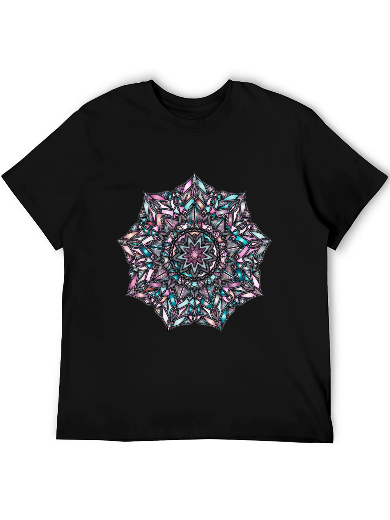 Mandala Graphic Print Mens Black T-Shirt