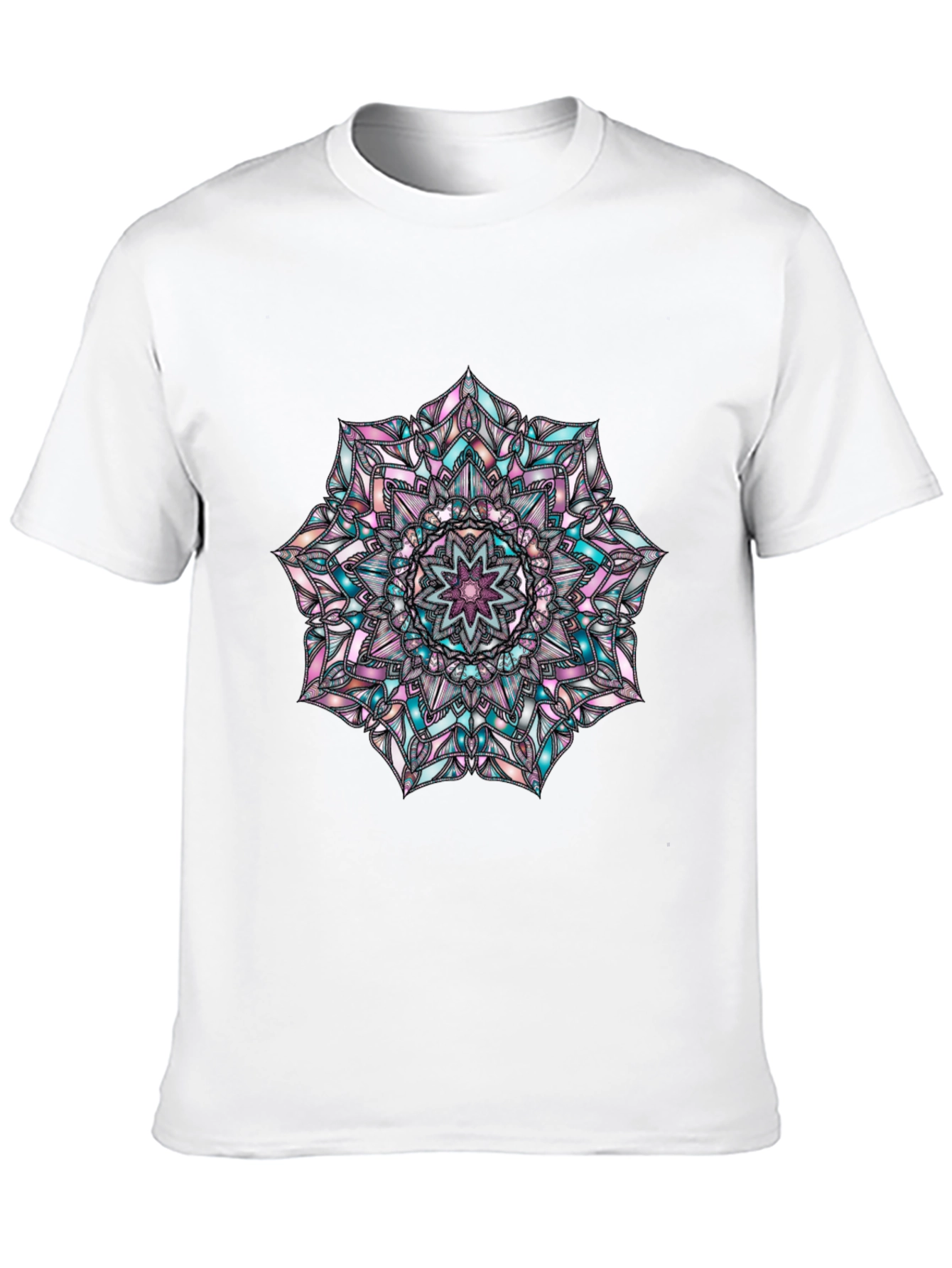 Mandala Graphic Print Mens Black T-Shirt
