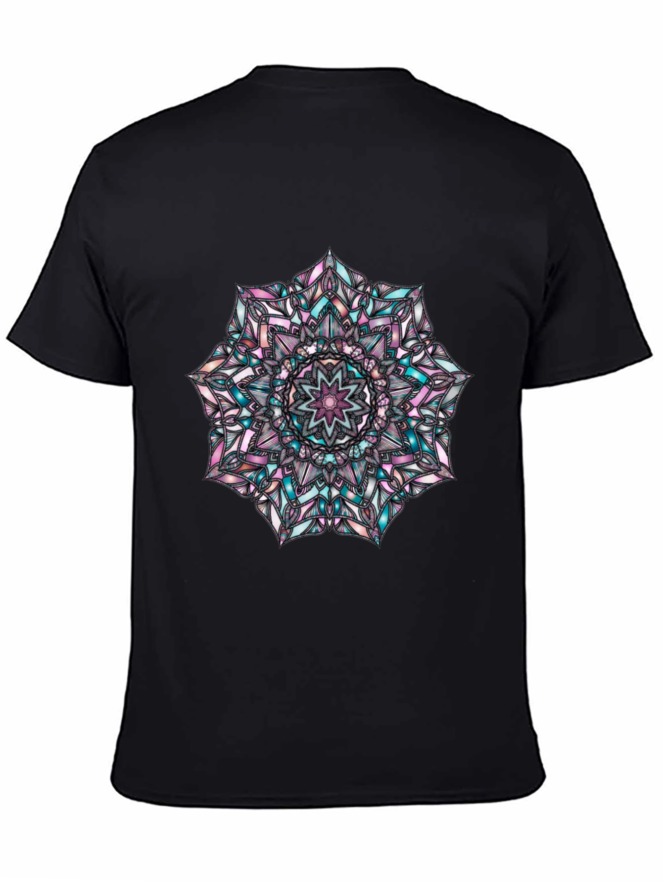 Mandala Graphic Print Mens Black T-Shirt