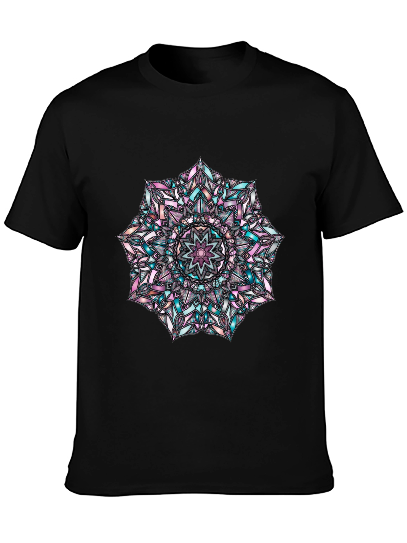 Mandala Graphic Print Mens Black T-Shirt