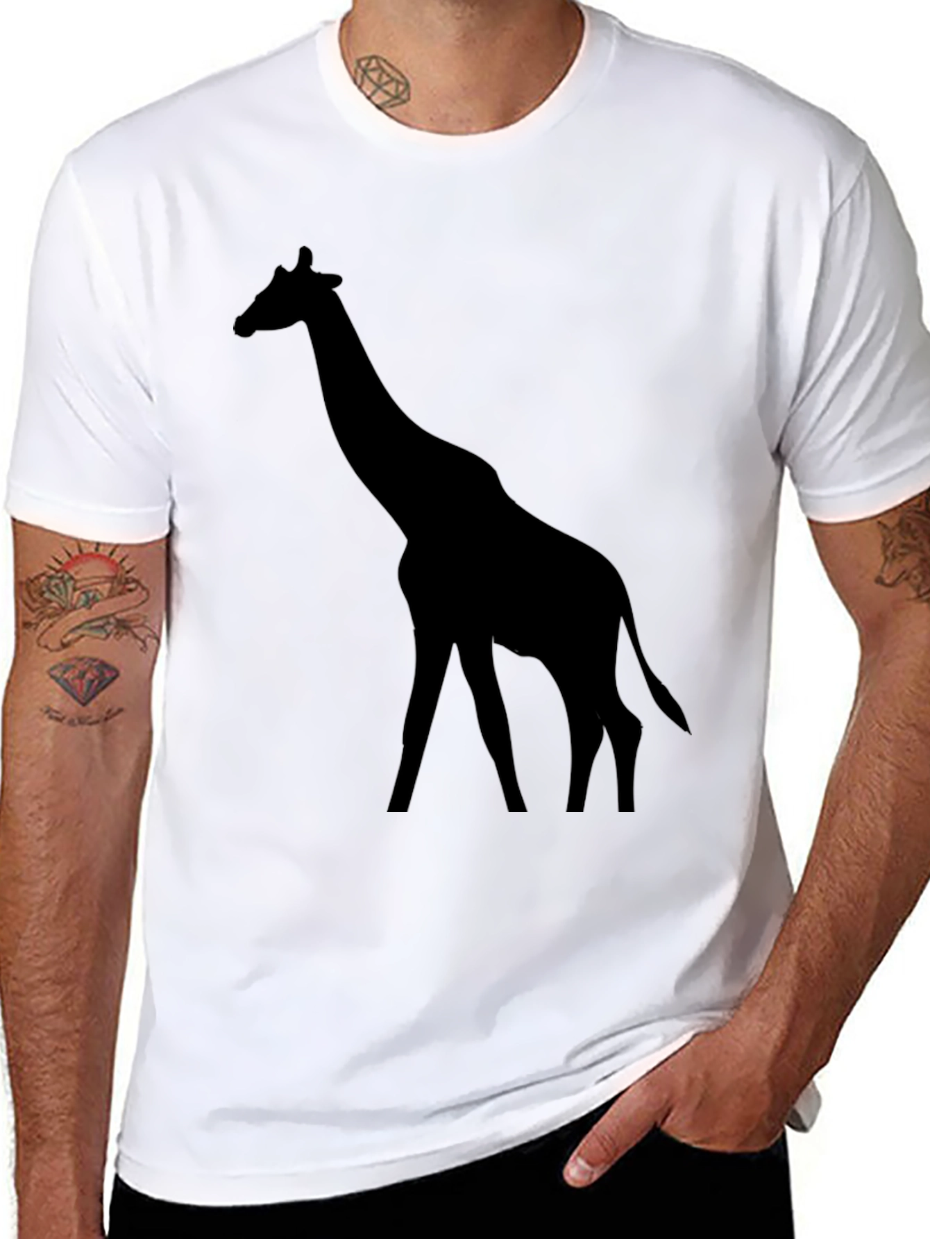 Black Giraffe Silhouette Graphic Tee