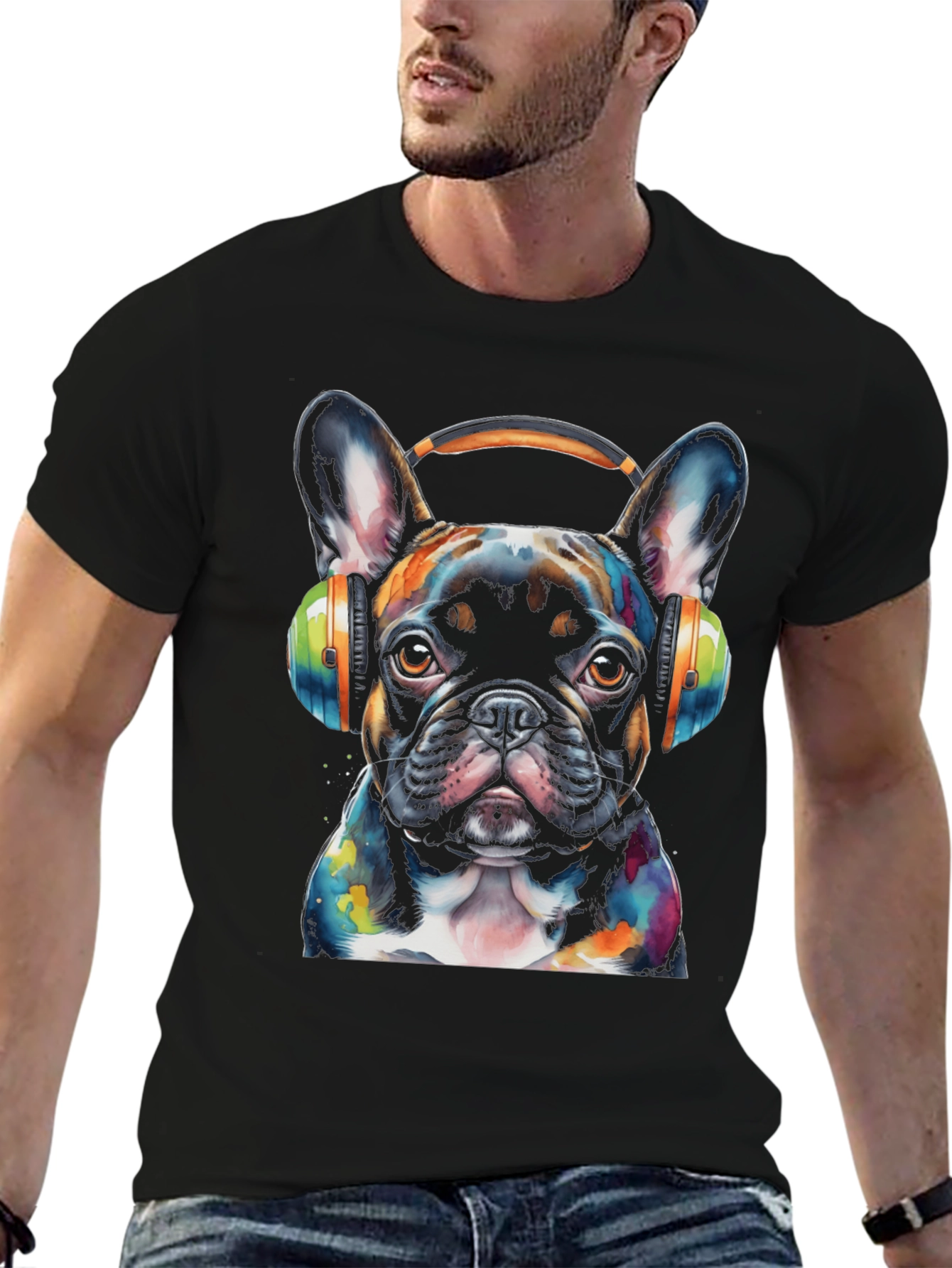 Dog with Headphones T-Shirt - Artistic Puppy Design