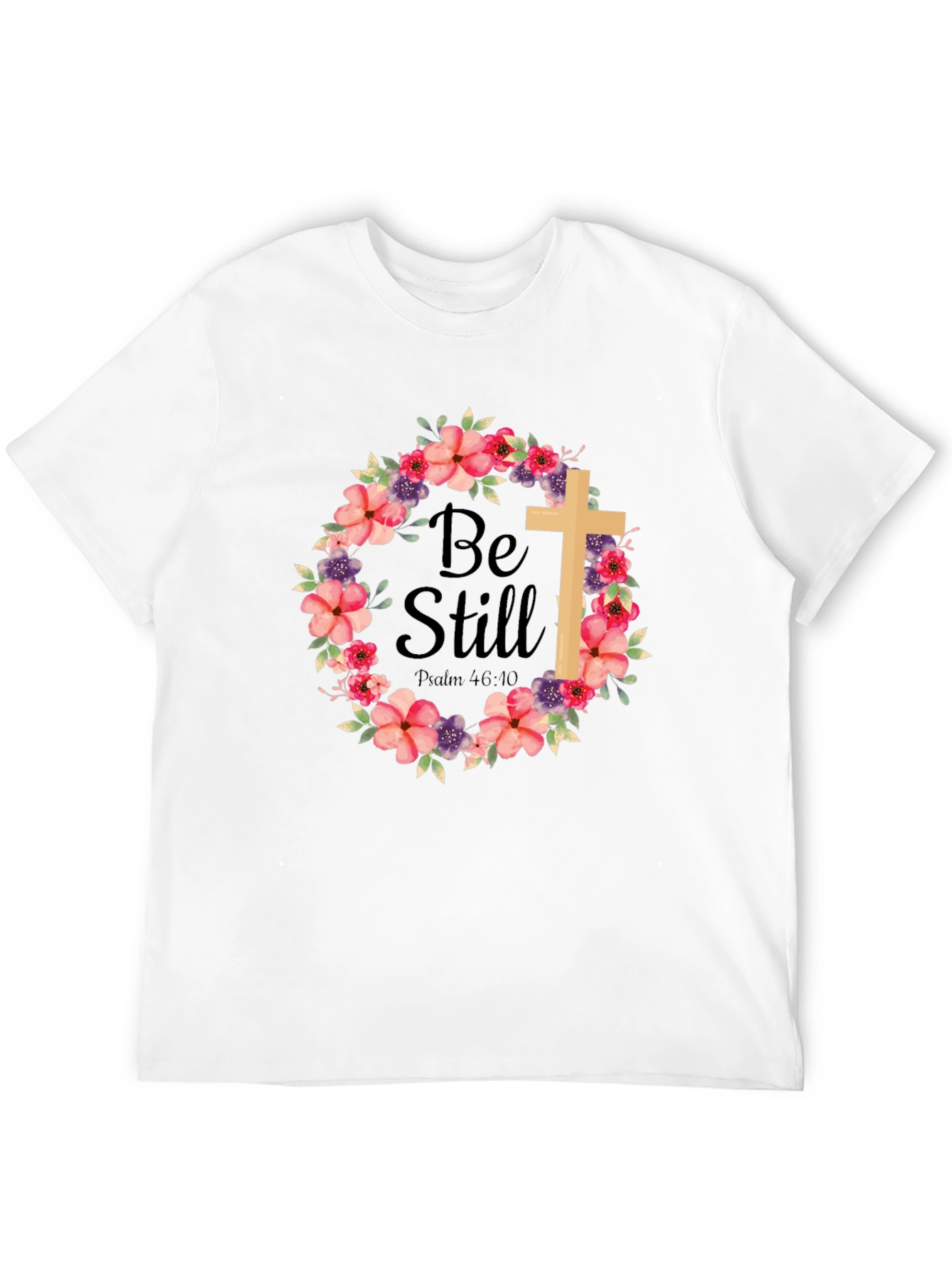 Be Still Floral Cross T-Shirt
