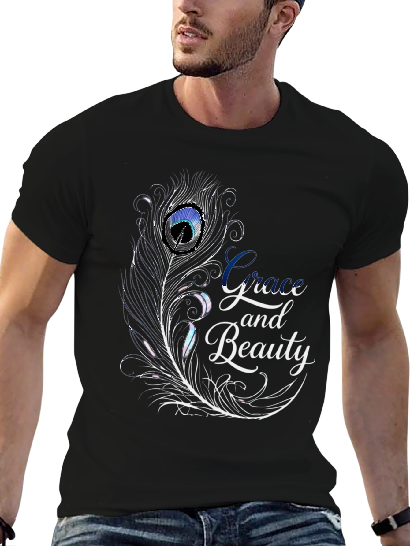 Grace and Beauty Feather Graphic T-Shirt