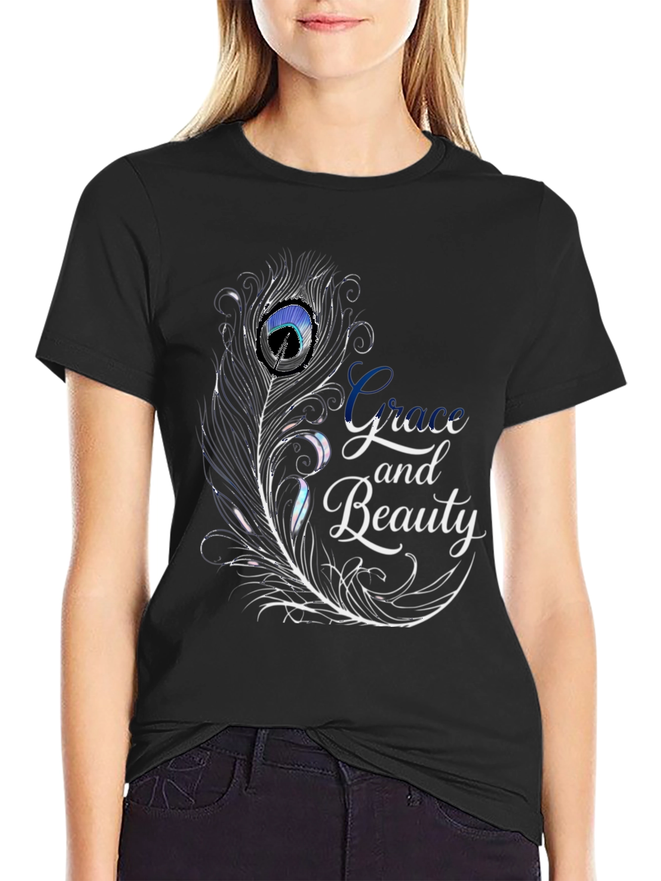 Grace and Beauty Feather Graphic T-Shirt