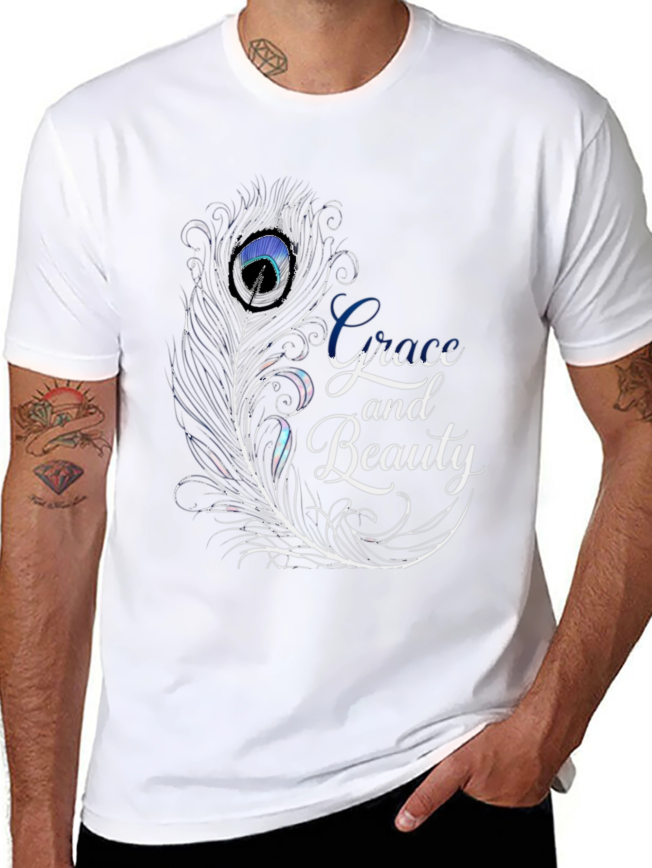 Grace and Beauty Feather Graphic T-Shirt