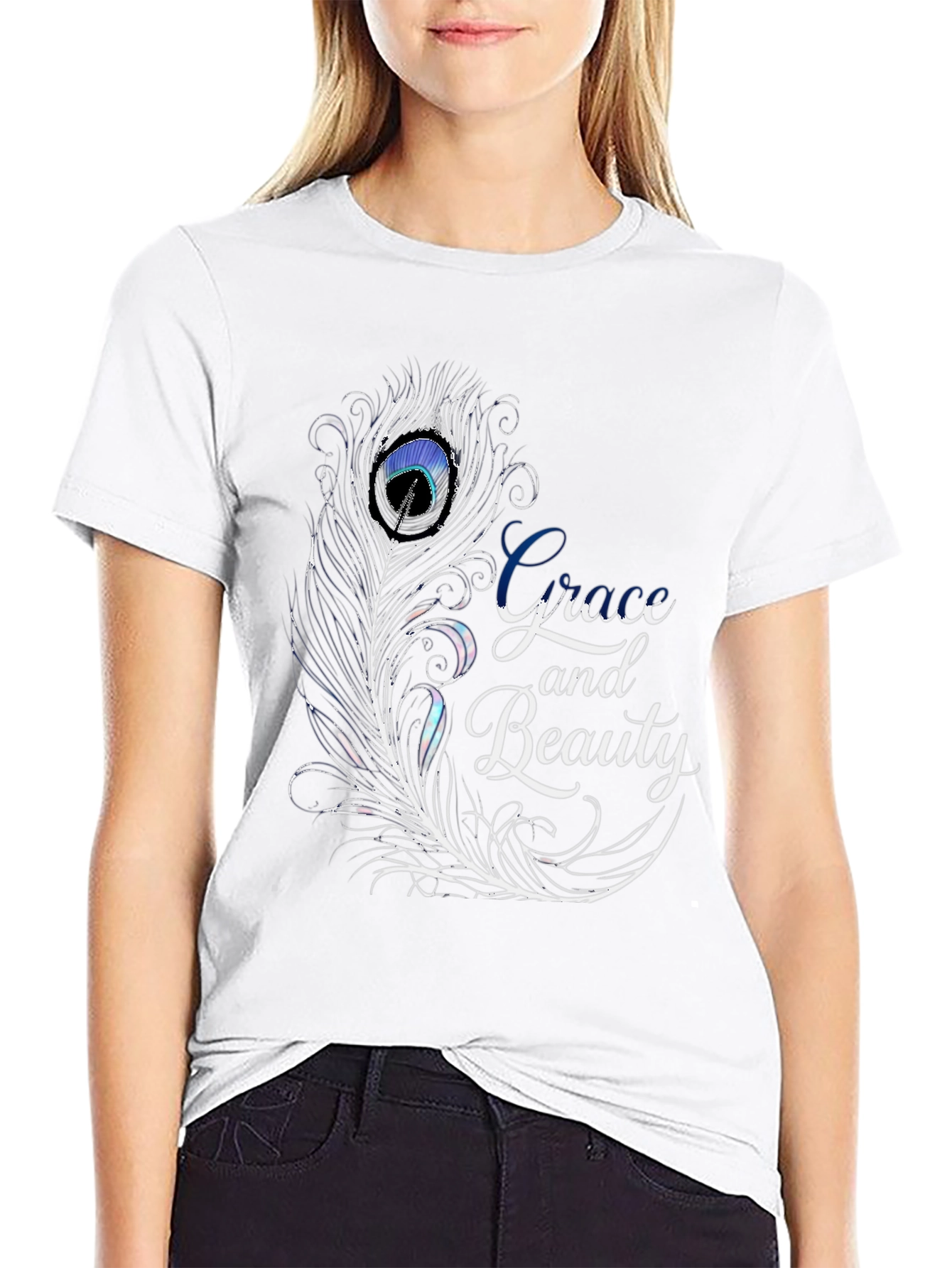 Grace and Beauty Feather Graphic T-Shirt
