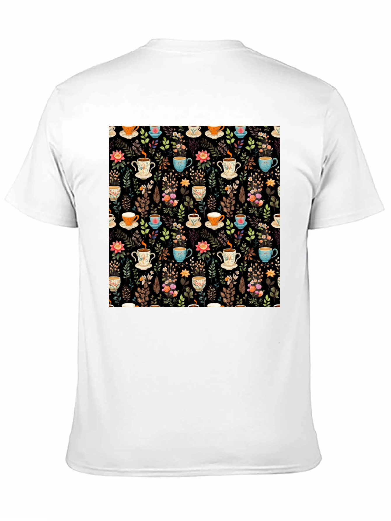 Floral Tea Cup Pattern T-Shirt
