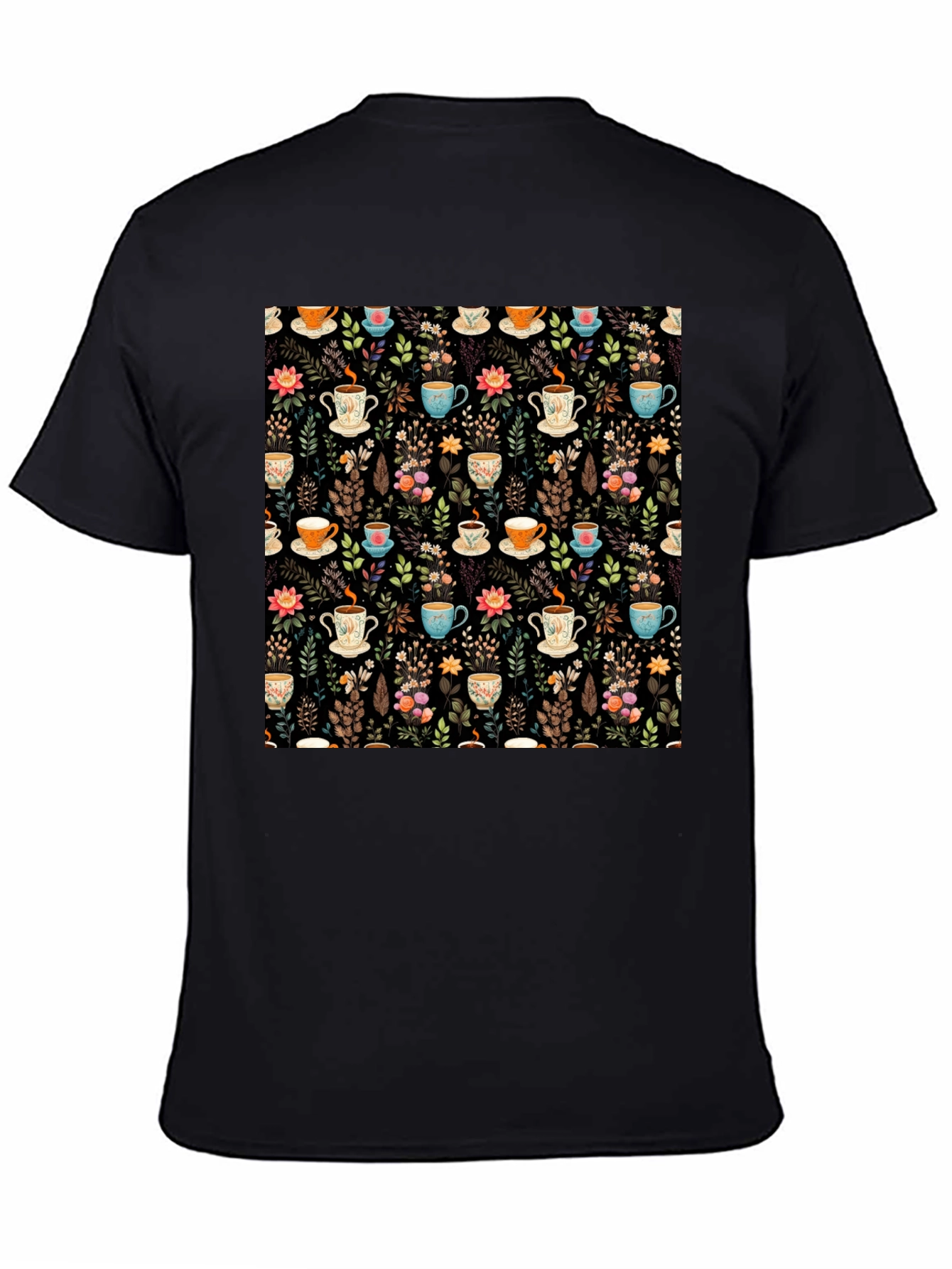 Floral Tea Cup Pattern T-Shirt