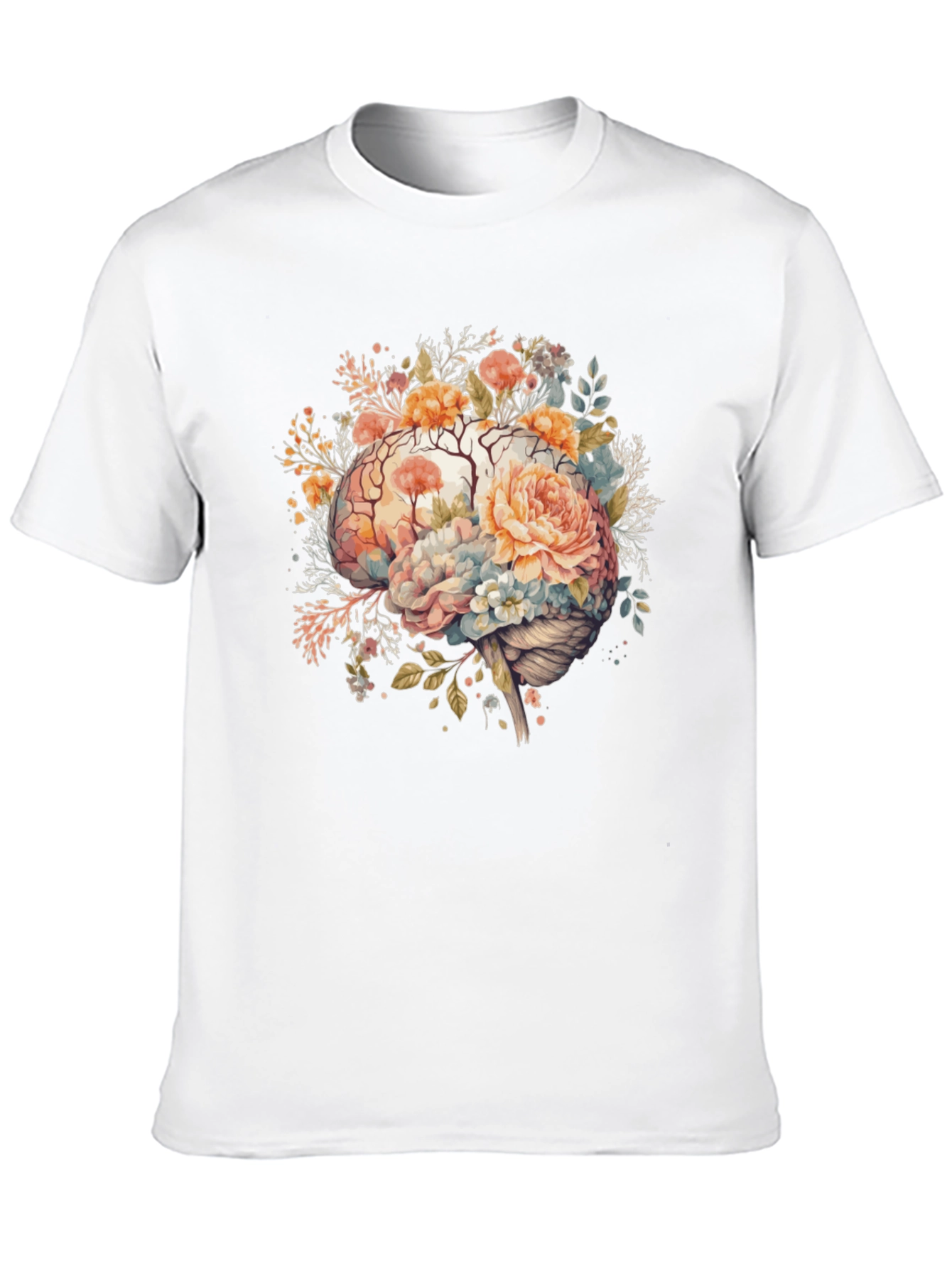 Floral Brain Graphic Tee - Stylish Mindful Design