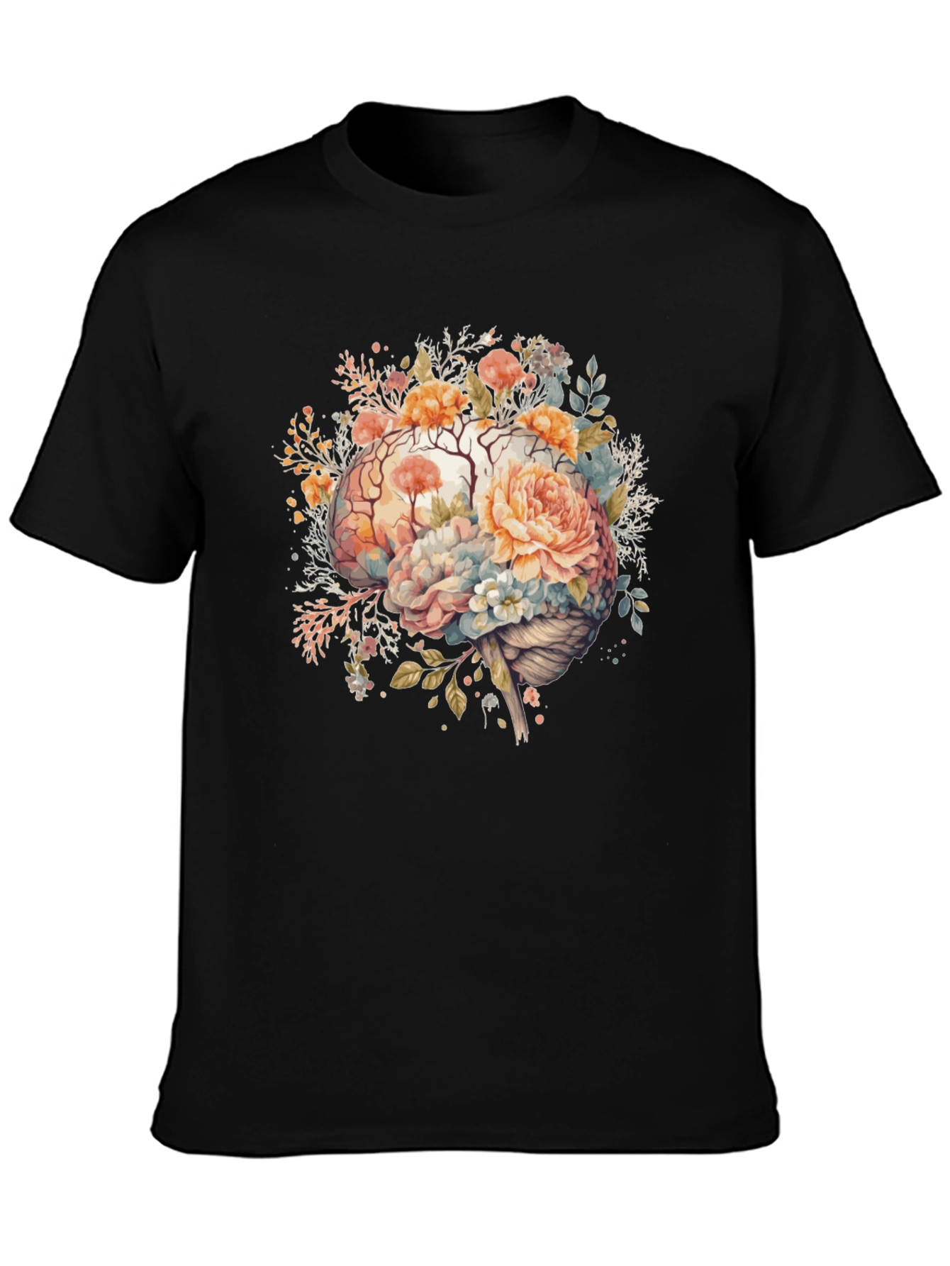 Floral Brain Graphic Tee - Stylish Mindful Design