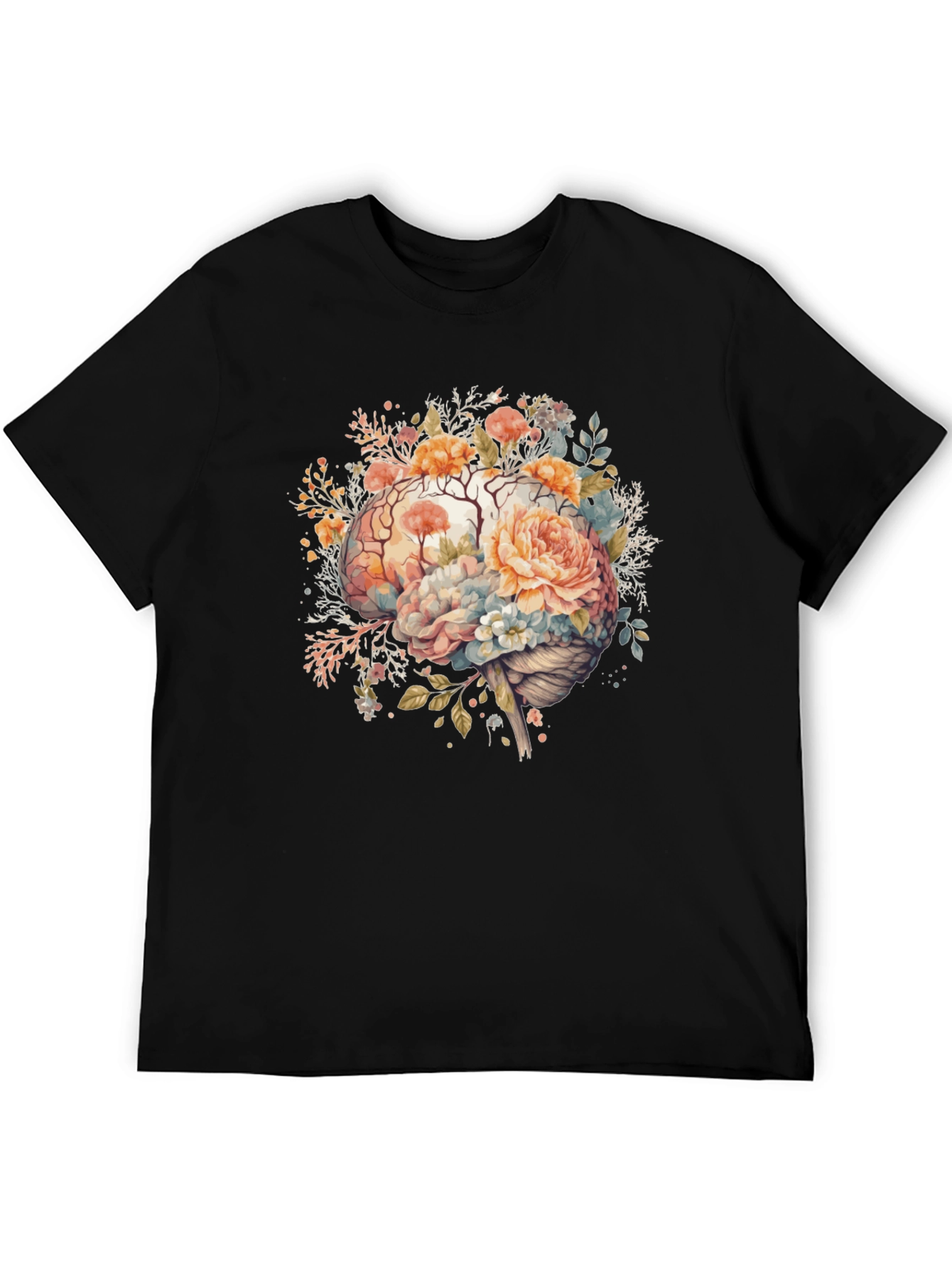 Floral Brain Graphic Tee - Stylish Mindful Design