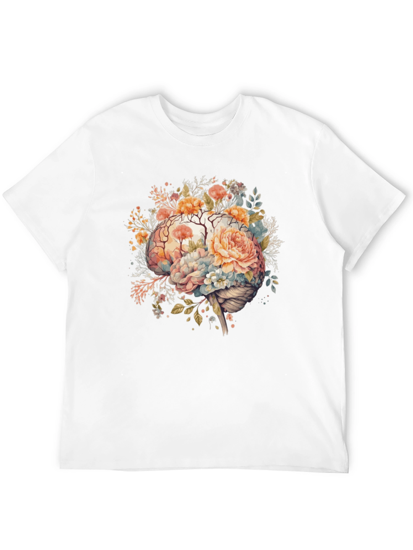 Floral Brain Graphic Tee - Stylish Mindful Design