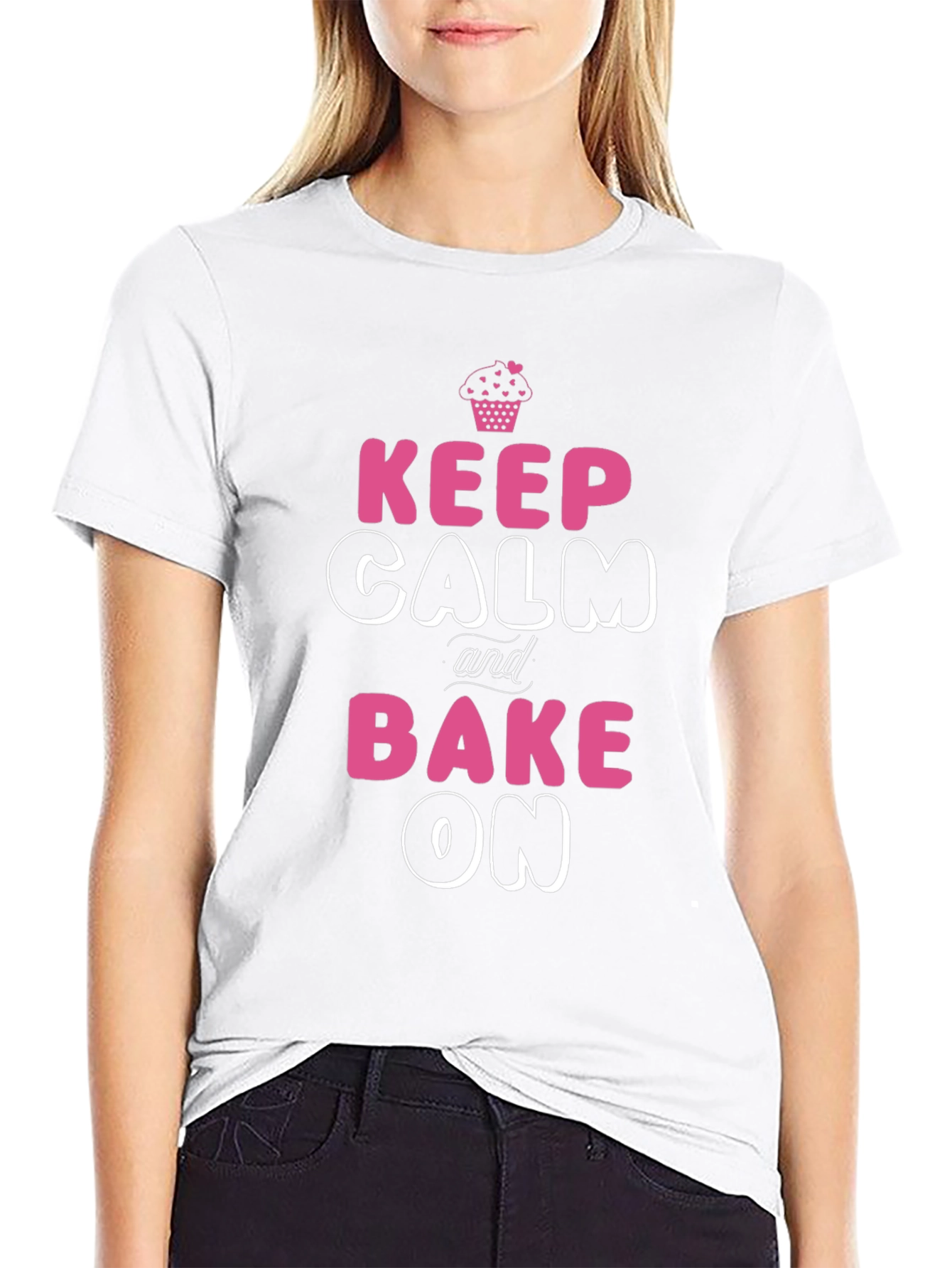 Keep Calm and Bake On Black Graphic T-Shirt