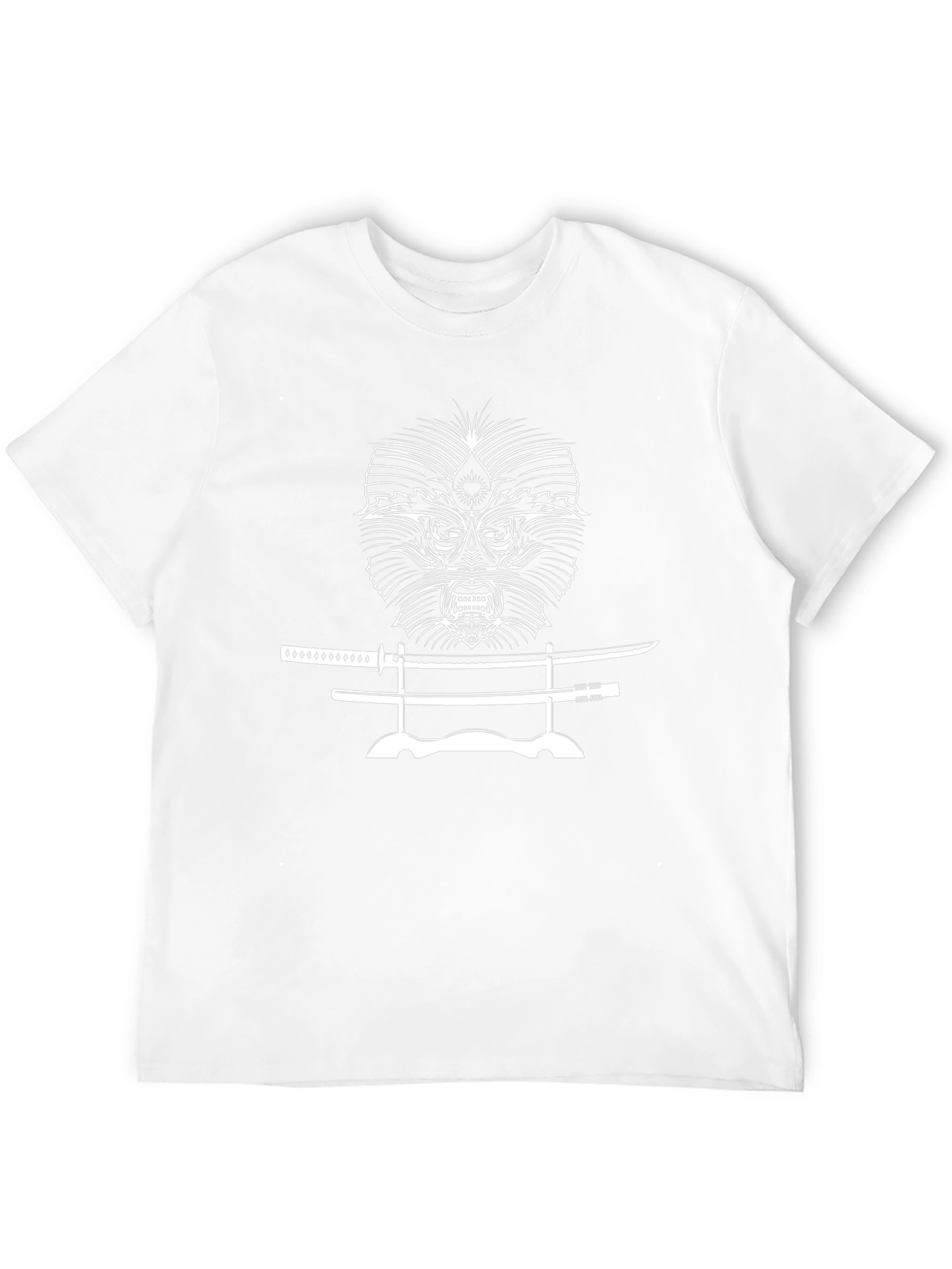 Samurai Mask and Katana Black T-Shirt