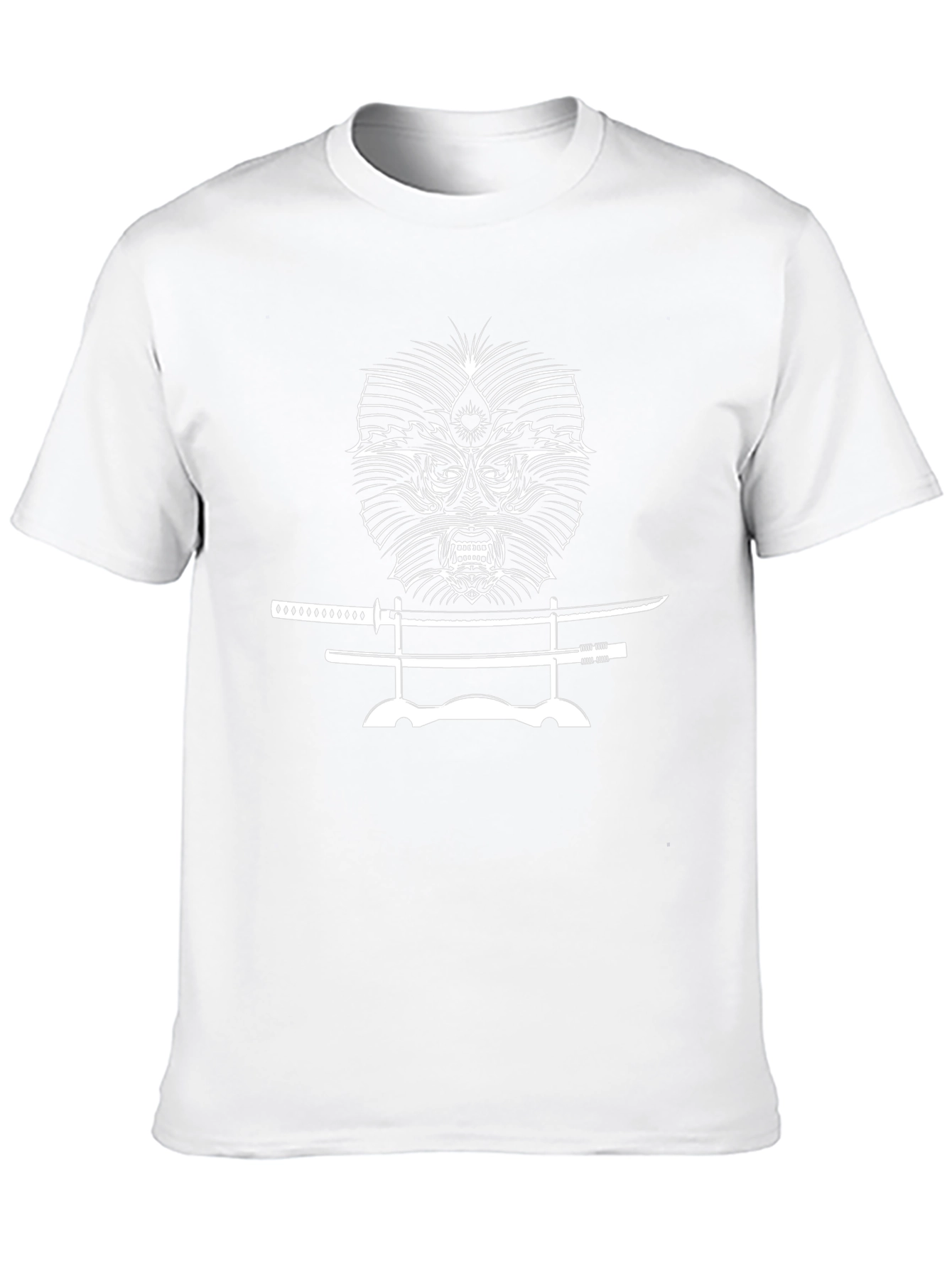 Samurai Mask and Katana Black T-Shirt