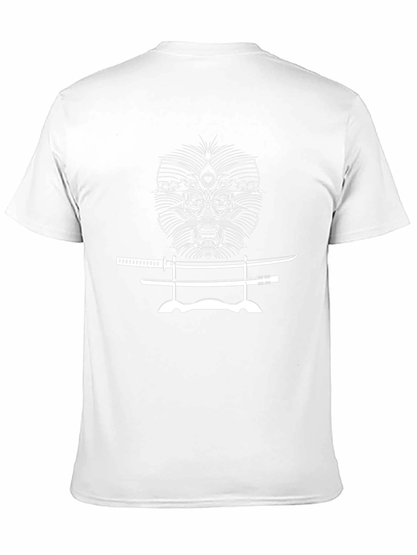 Samurai Mask and Katana Black T-Shirt