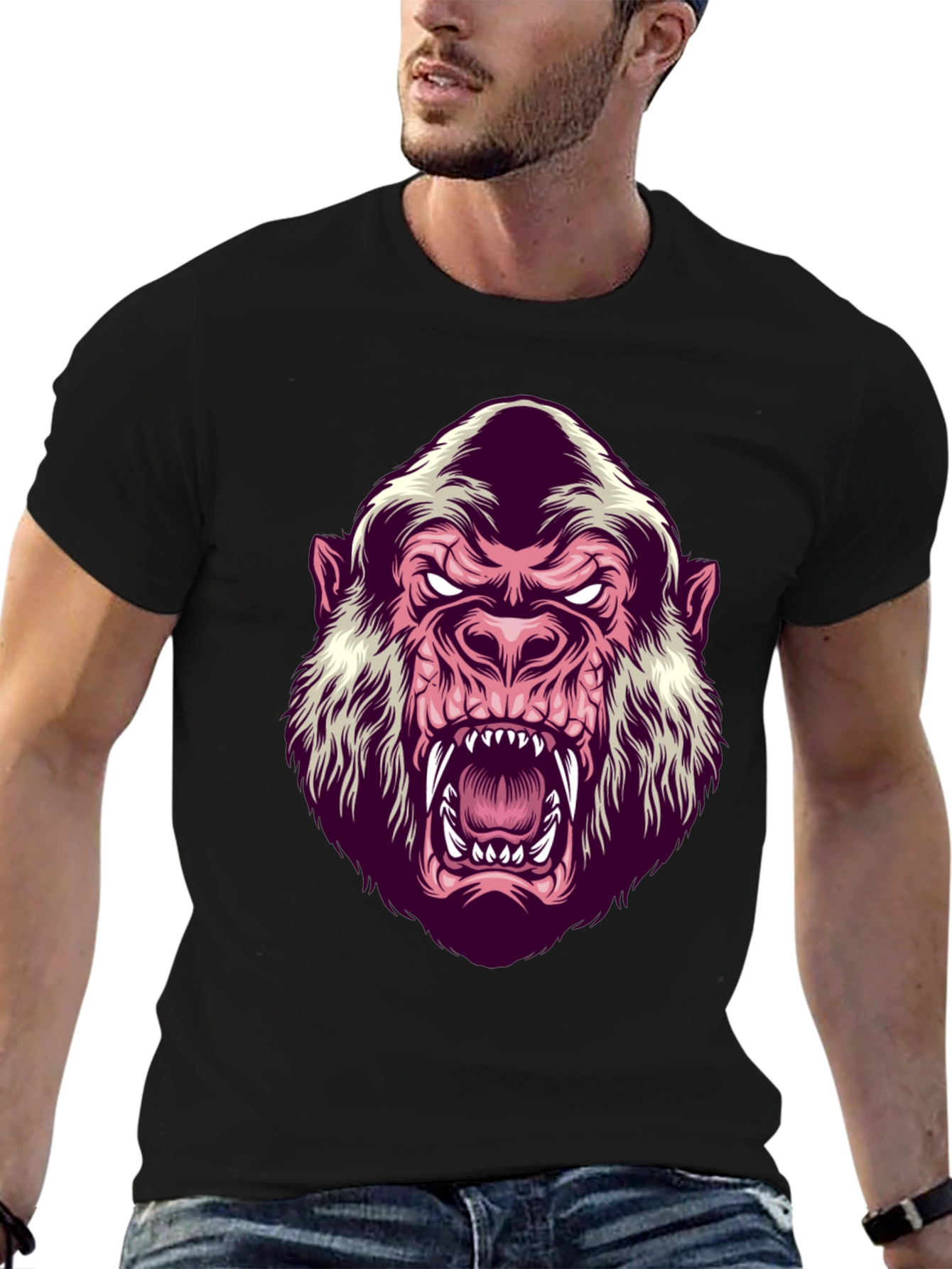 Mens Black Gorilla Graphic T-Shirt