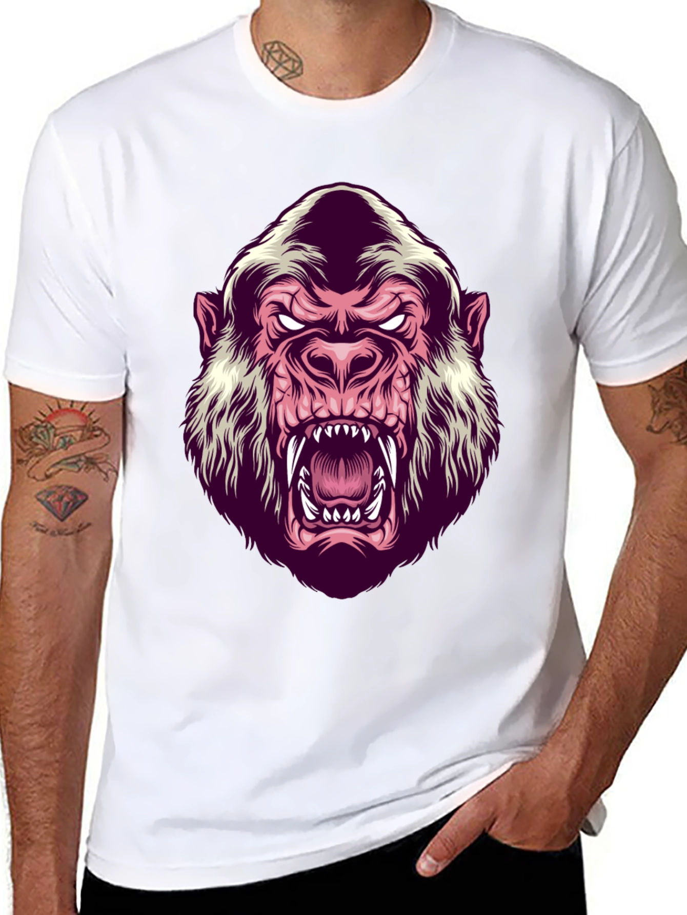 Mens Black Gorilla Graphic T-Shirt