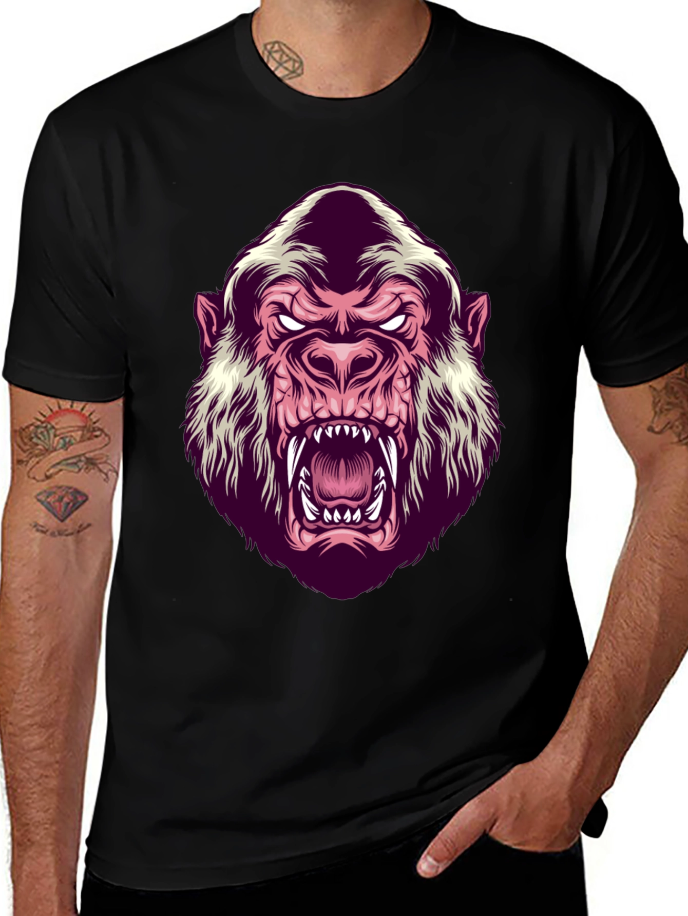 Mens Black Gorilla Graphic T-Shirt