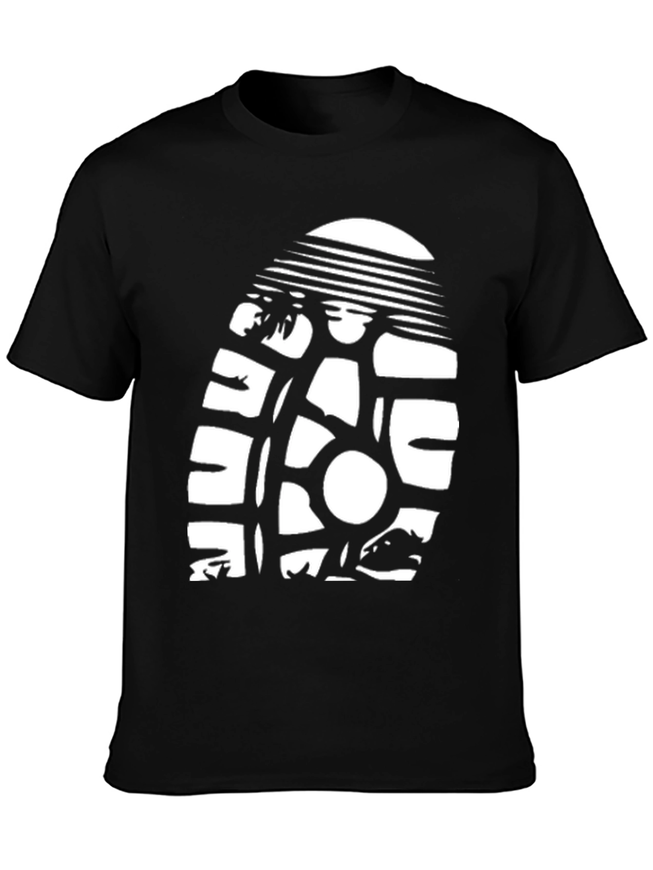 Black T-Shirt with Retro Sun & Surf Graphic