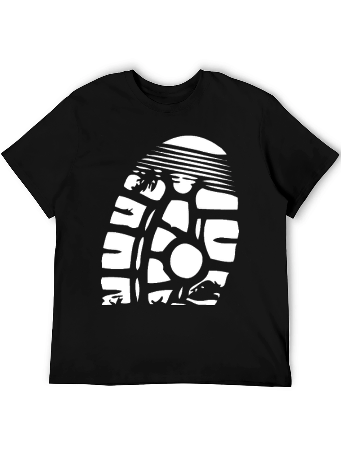 Black T-Shirt with Retro Sun & Surf Graphic