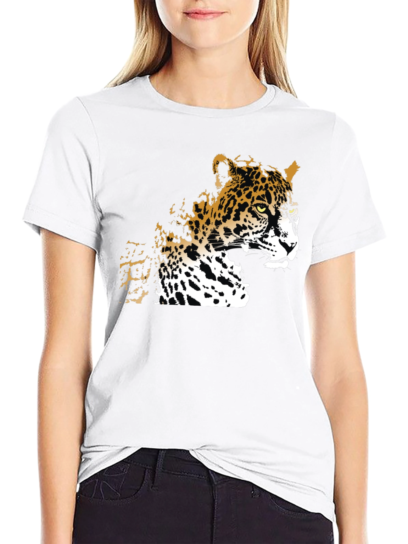 Cool Leopard Graphic Print Black T-Shirt
