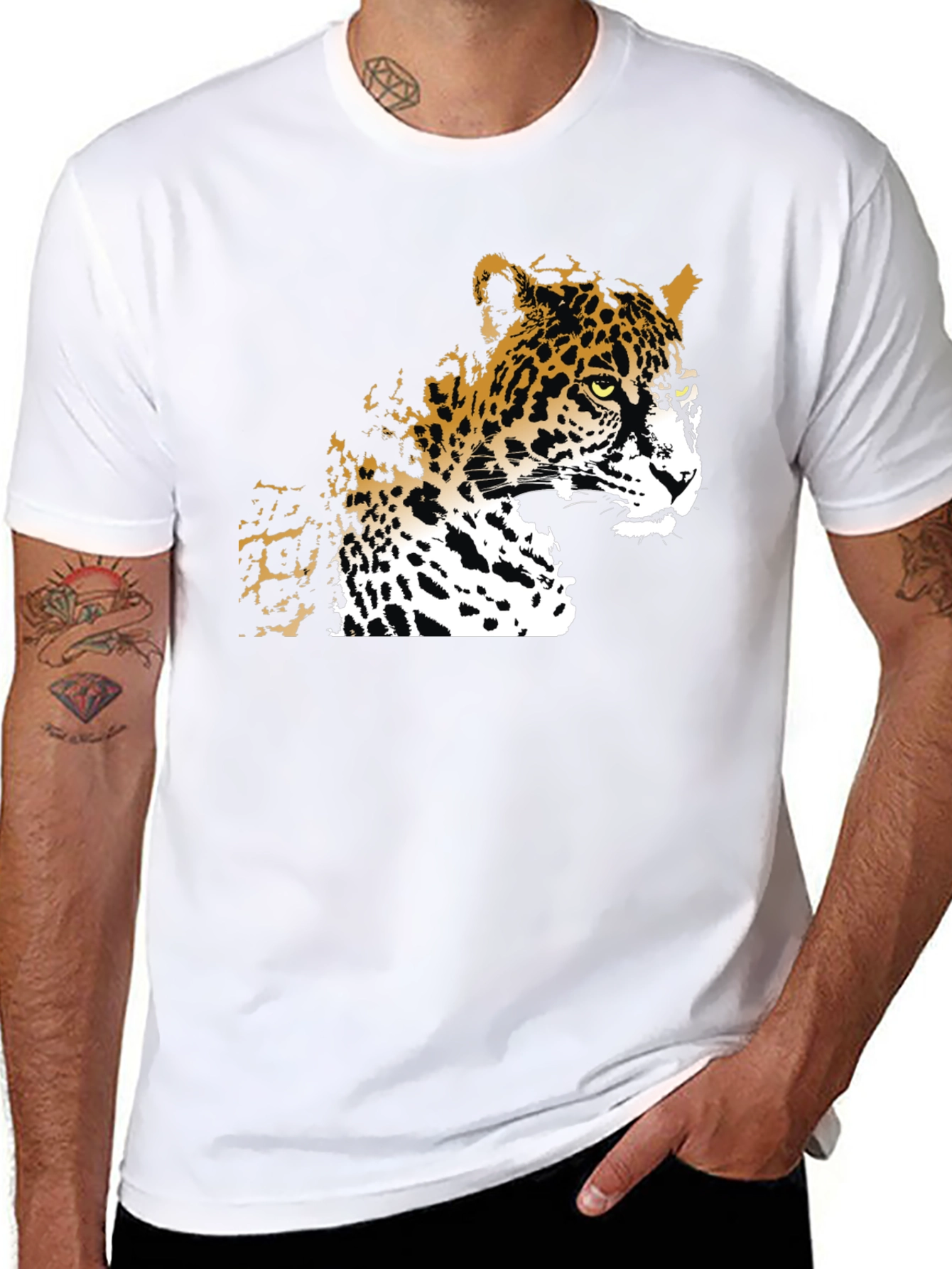 Cool Leopard Graphic Print Black T-Shirt