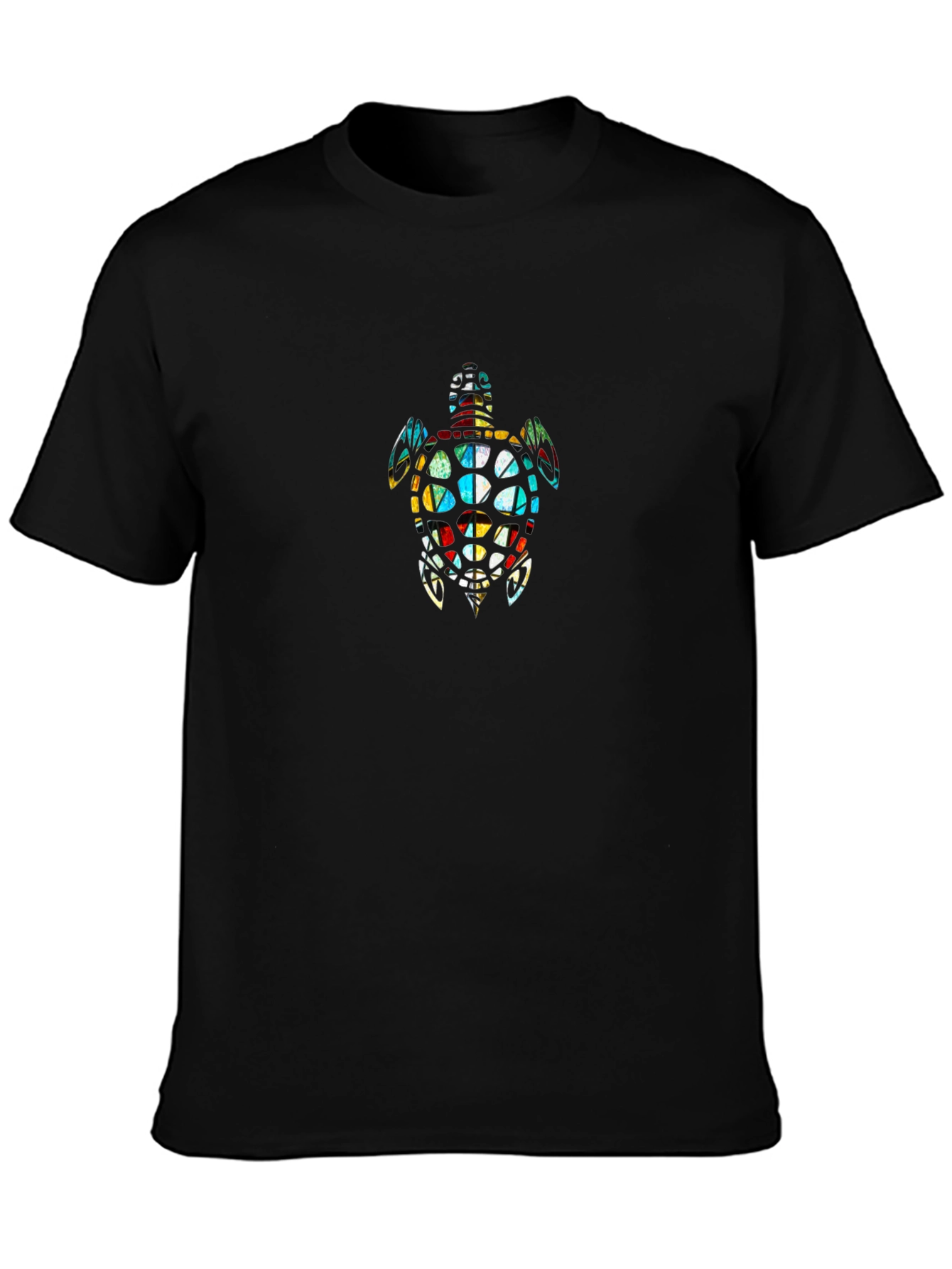 Stained Glass Turtle Graphic T-Shirt - Black
