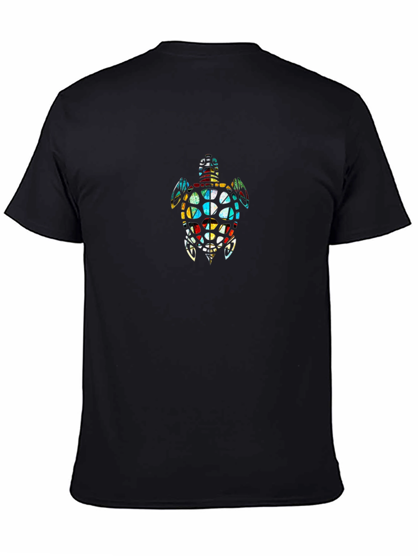 Stained Glass Turtle Graphic T-Shirt - Black
