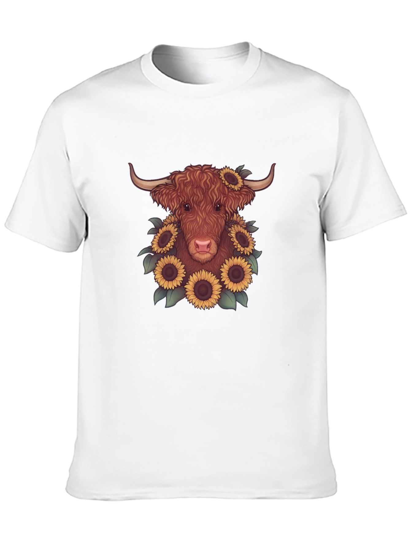 Highland Cow Sunflower Graphic Tee - Black