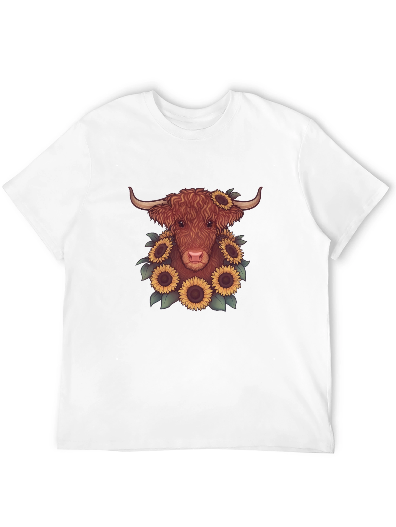 Highland Cow Sunflower Graphic Tee - Black