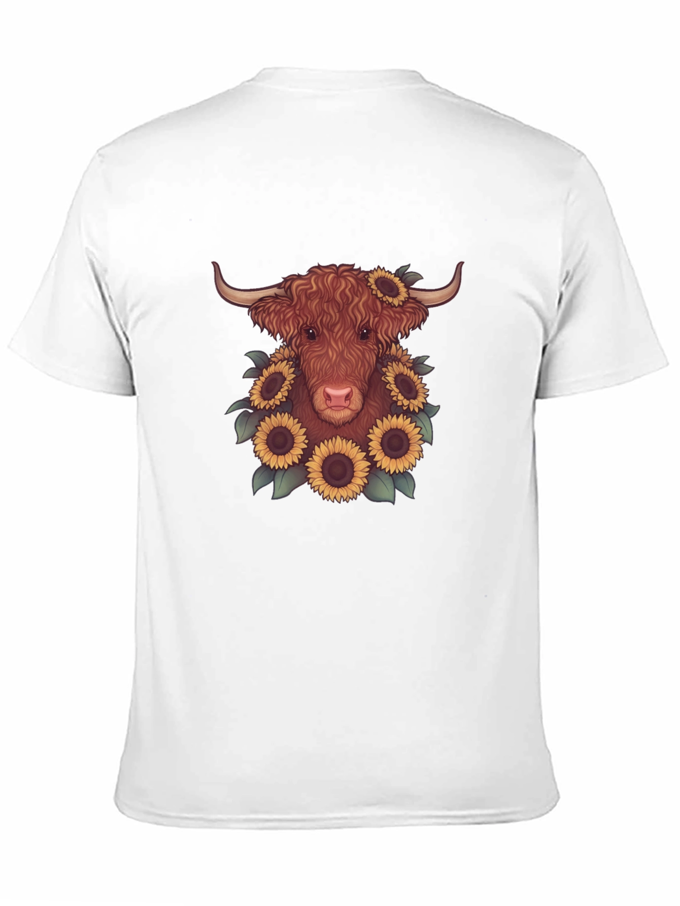 Highland Cow Sunflower Graphic Tee - Black